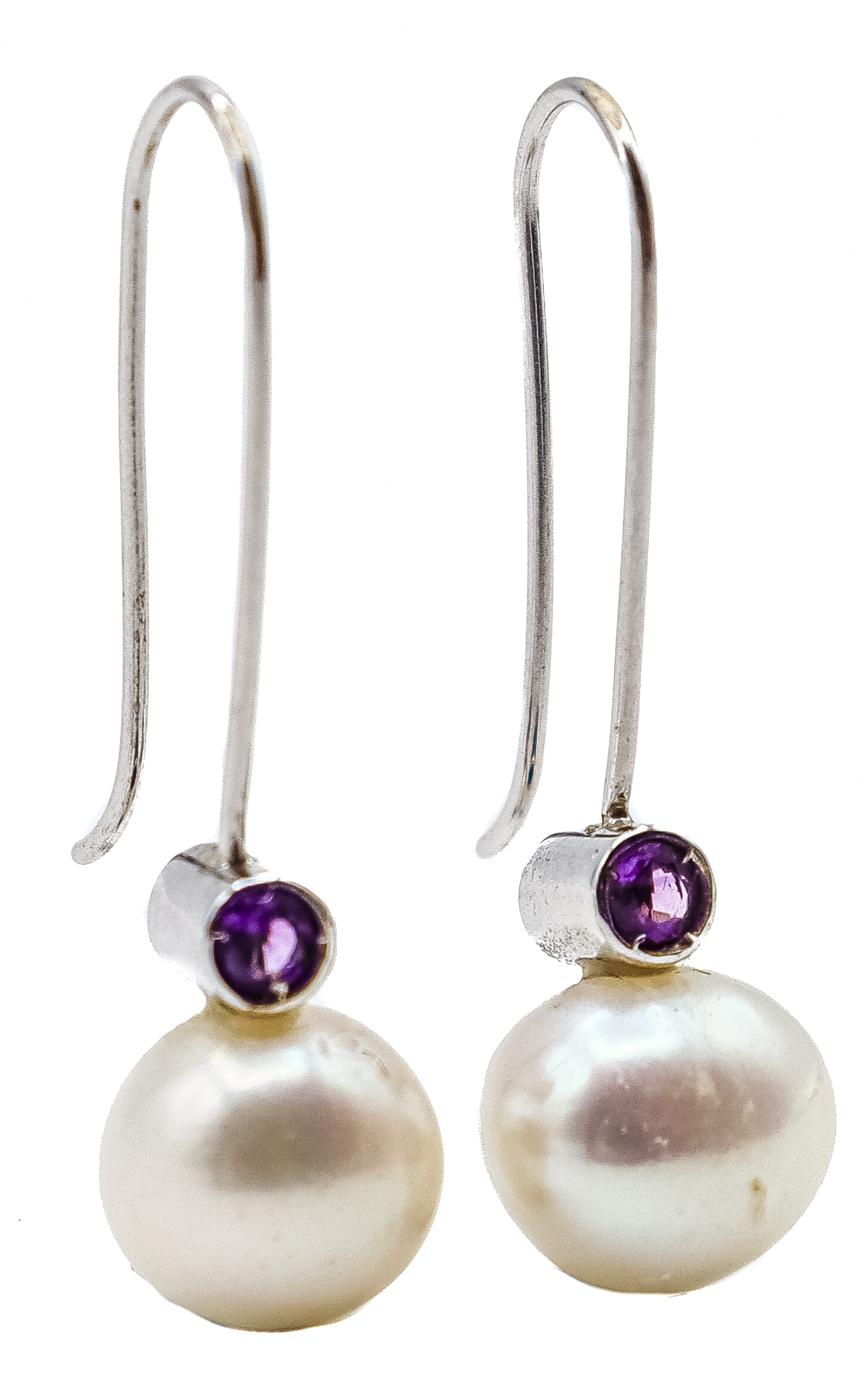 PENDIENTES CON PERLA Y AMATISTA