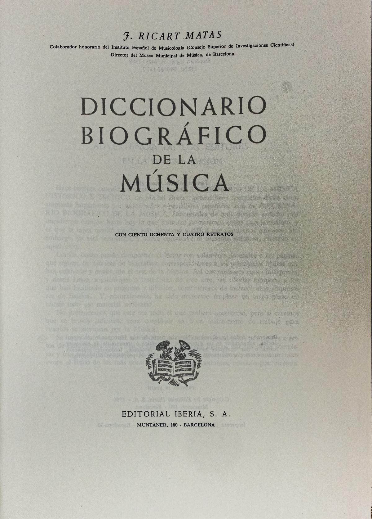 "DICCIONARIO BIOGRÁFICO DE LA MÚSICA"