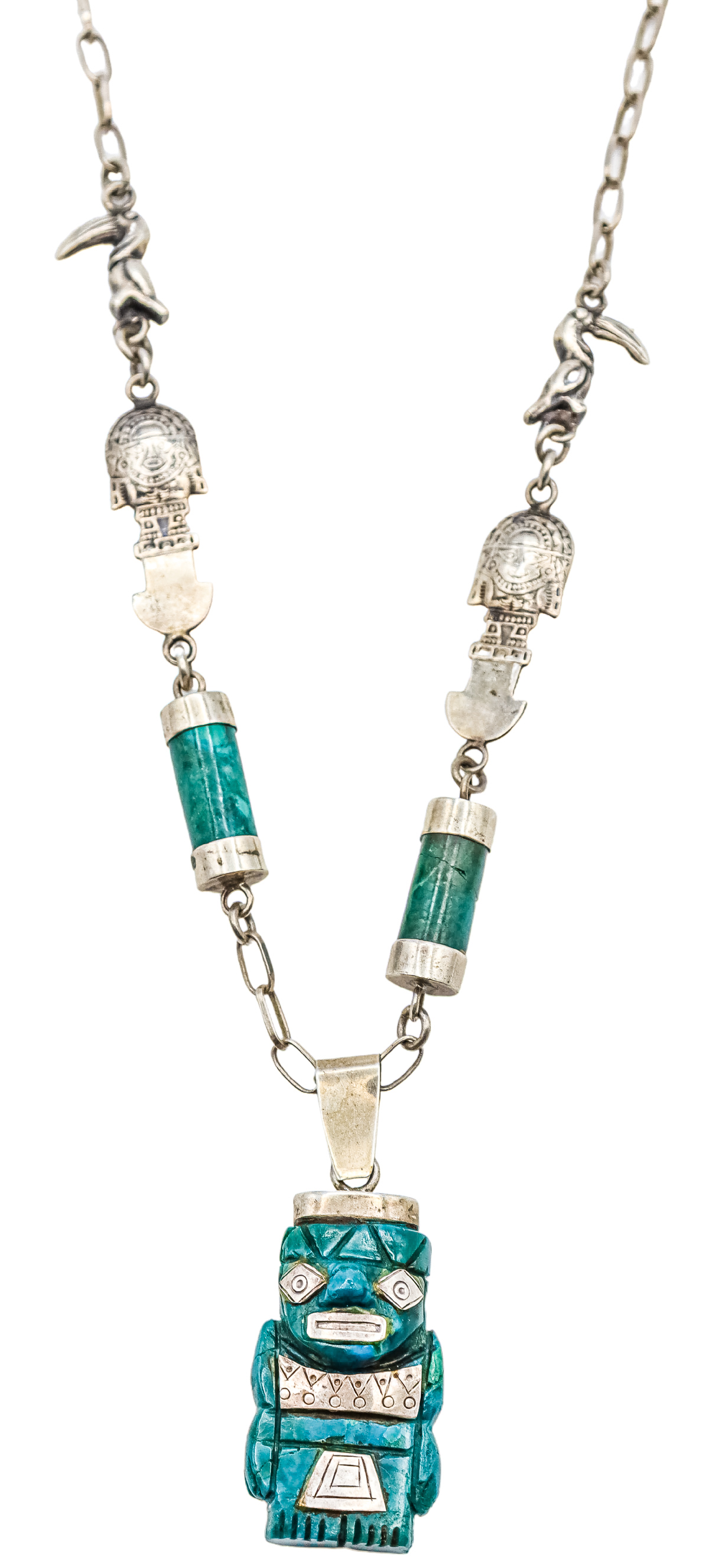COLLAR DE PLATA DEL PERÚ CON CRISOCOLA