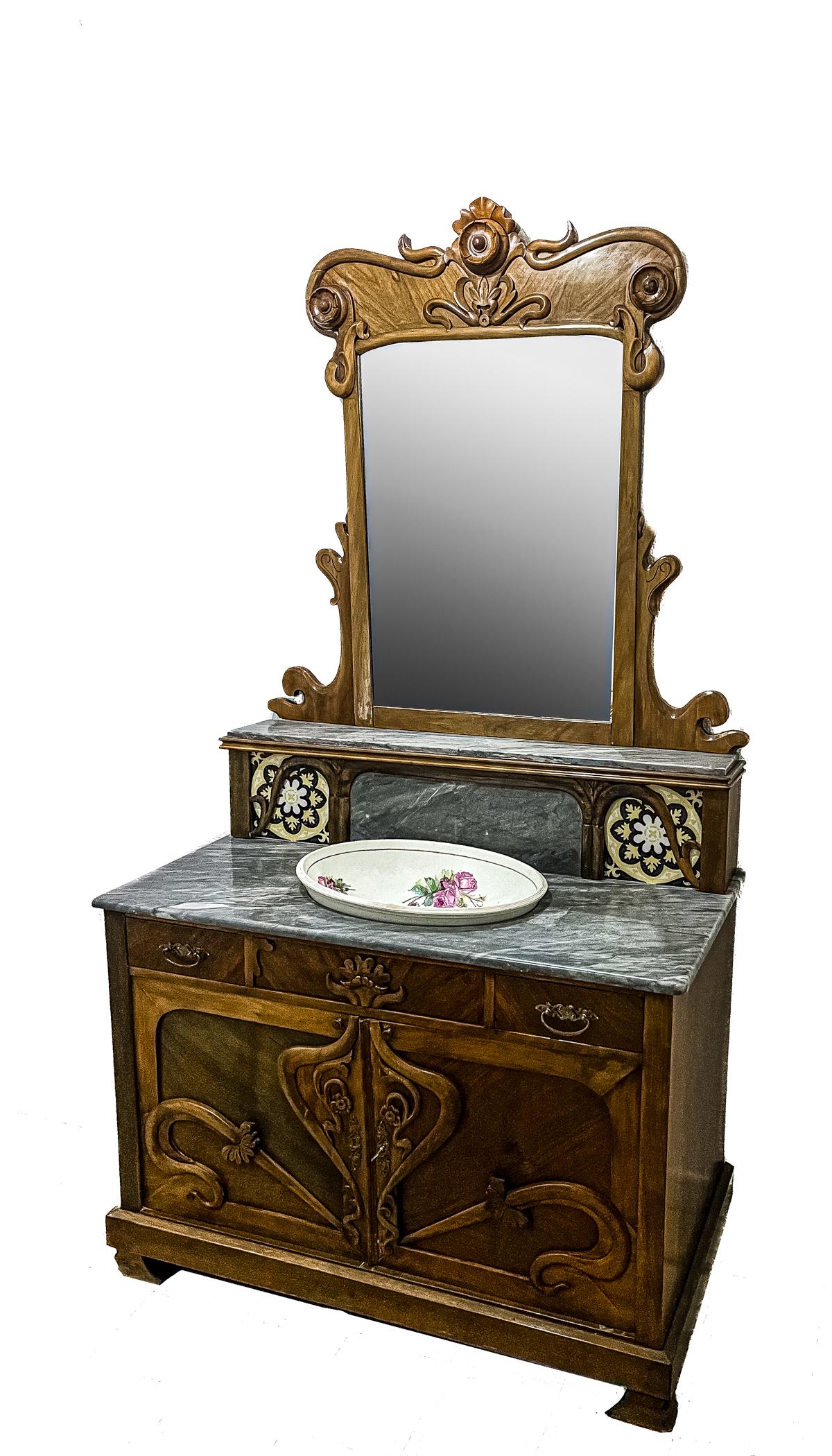 MUEBLE LAVABO TOCADOR MOERNISTA DE PRINCIPIOS DEL S.XX