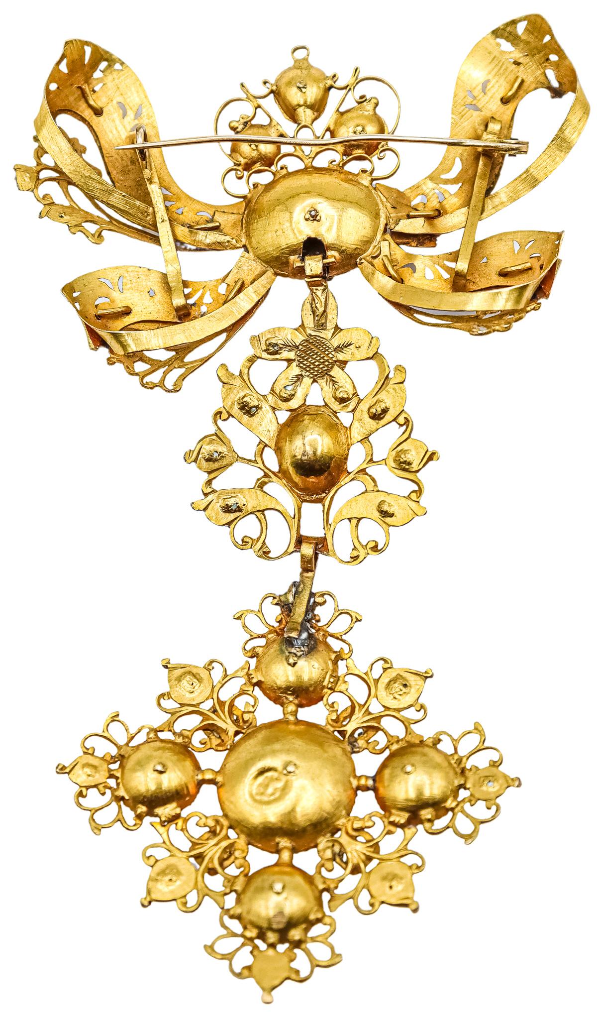 BROCHE DE PECTORAL CON ESMERALDAS DEL S.XVIII-XIX