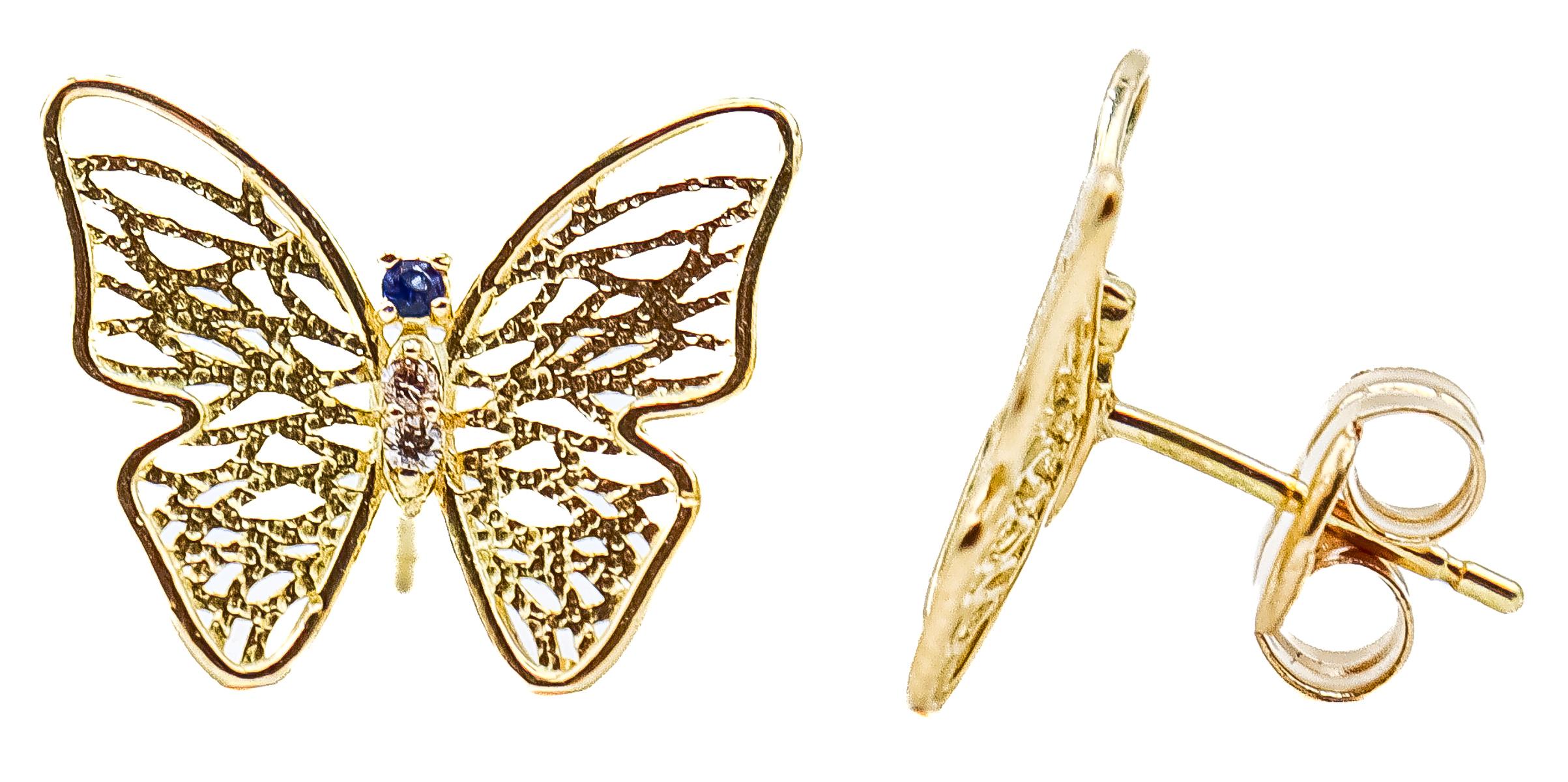 PENDIENTES MARIPOSA CON ZAFIROS Y BRILLANTES