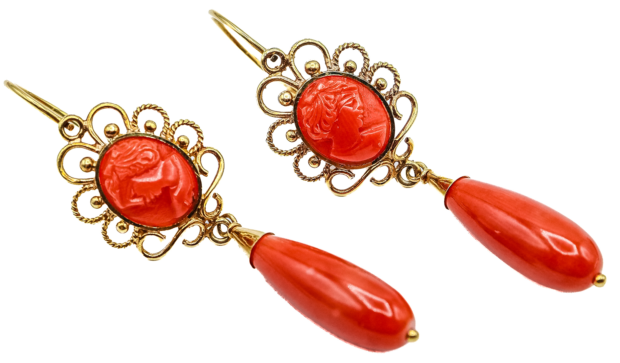 PENDIENTES LARGOS CON CORAL