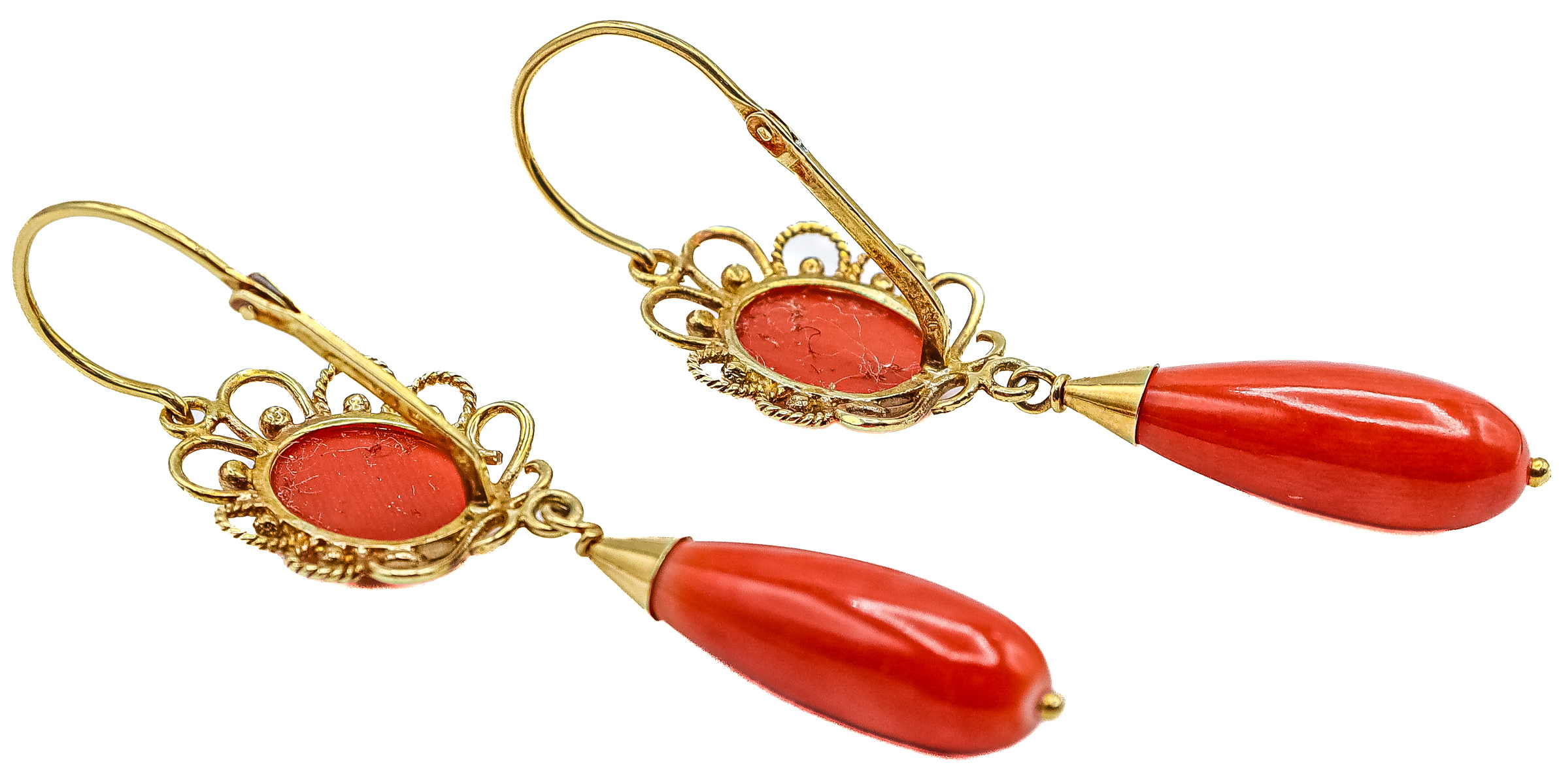 PENDIENTES LARGOS CON CORAL