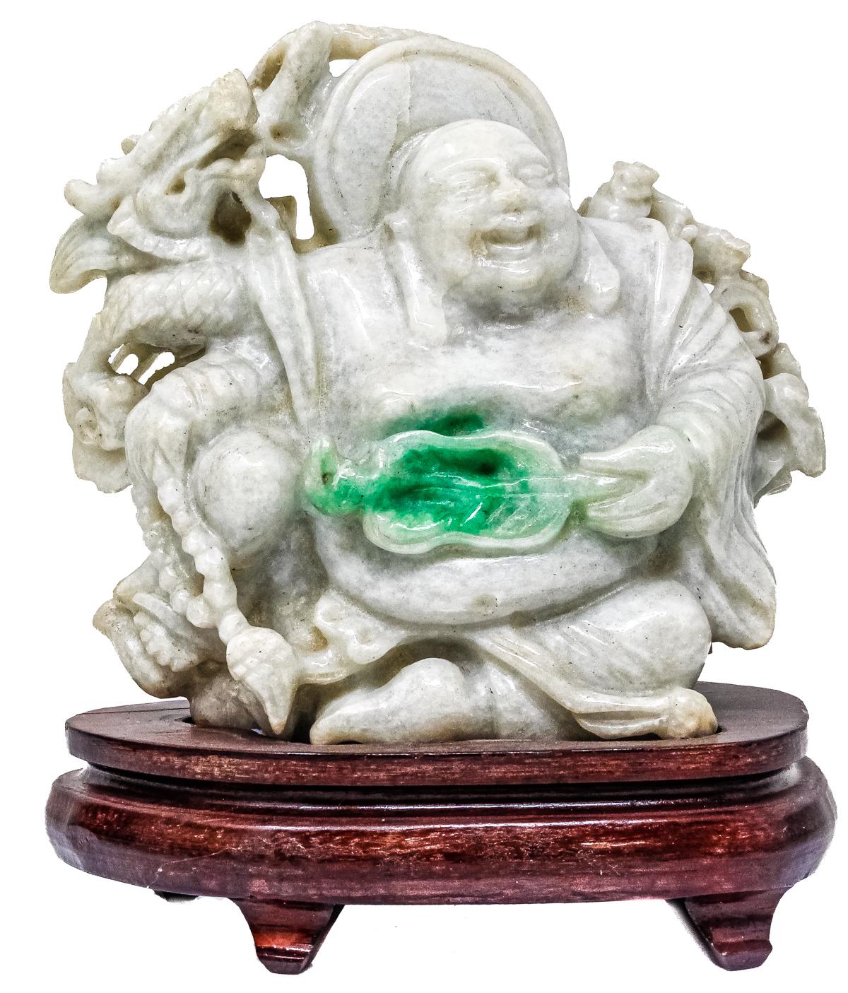 BUDA EN JADE JADEITA DE LA SEGUNDA MITAD DE SIGLO XX