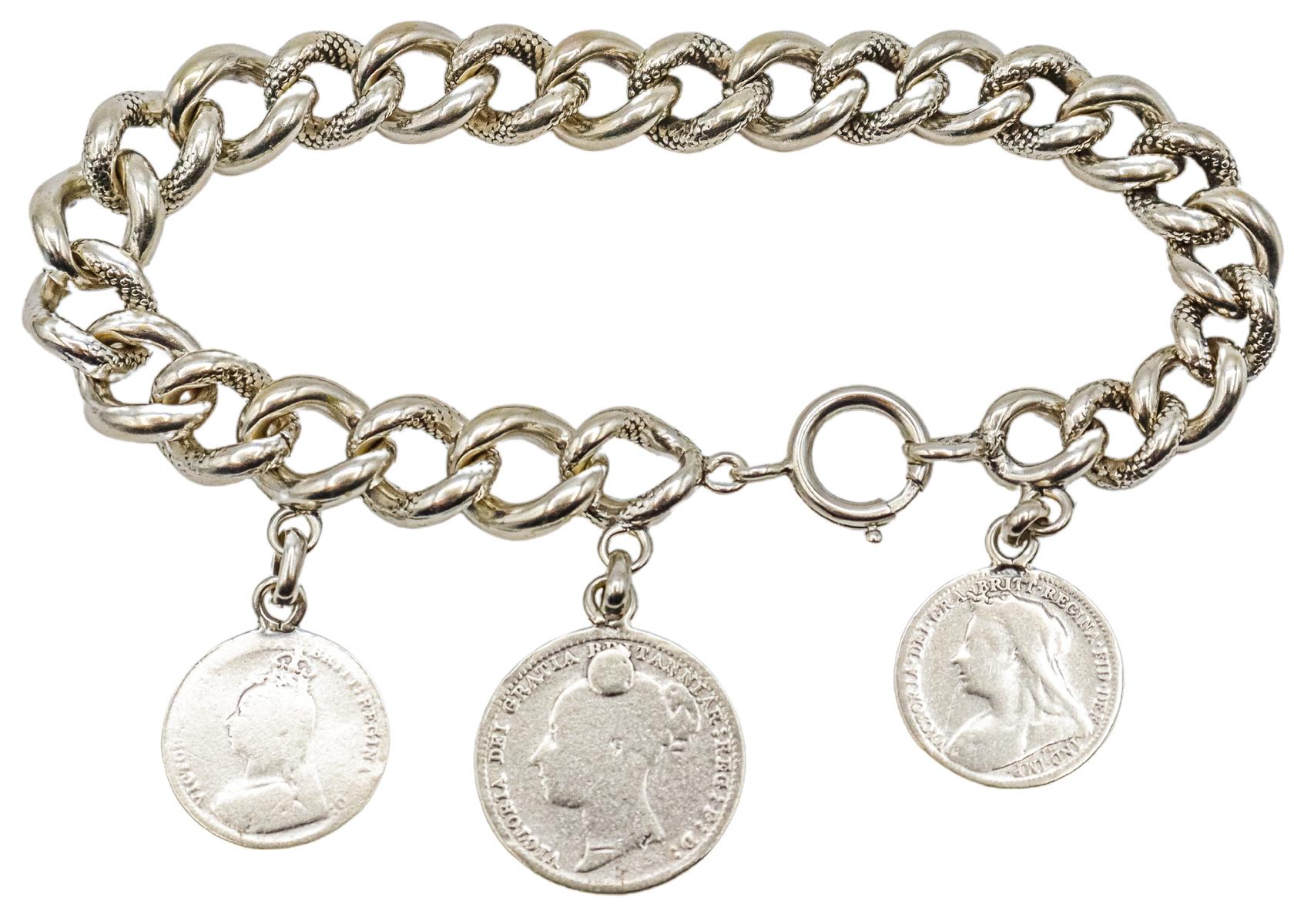 PULSERA DE PLATA CON MONEDAS