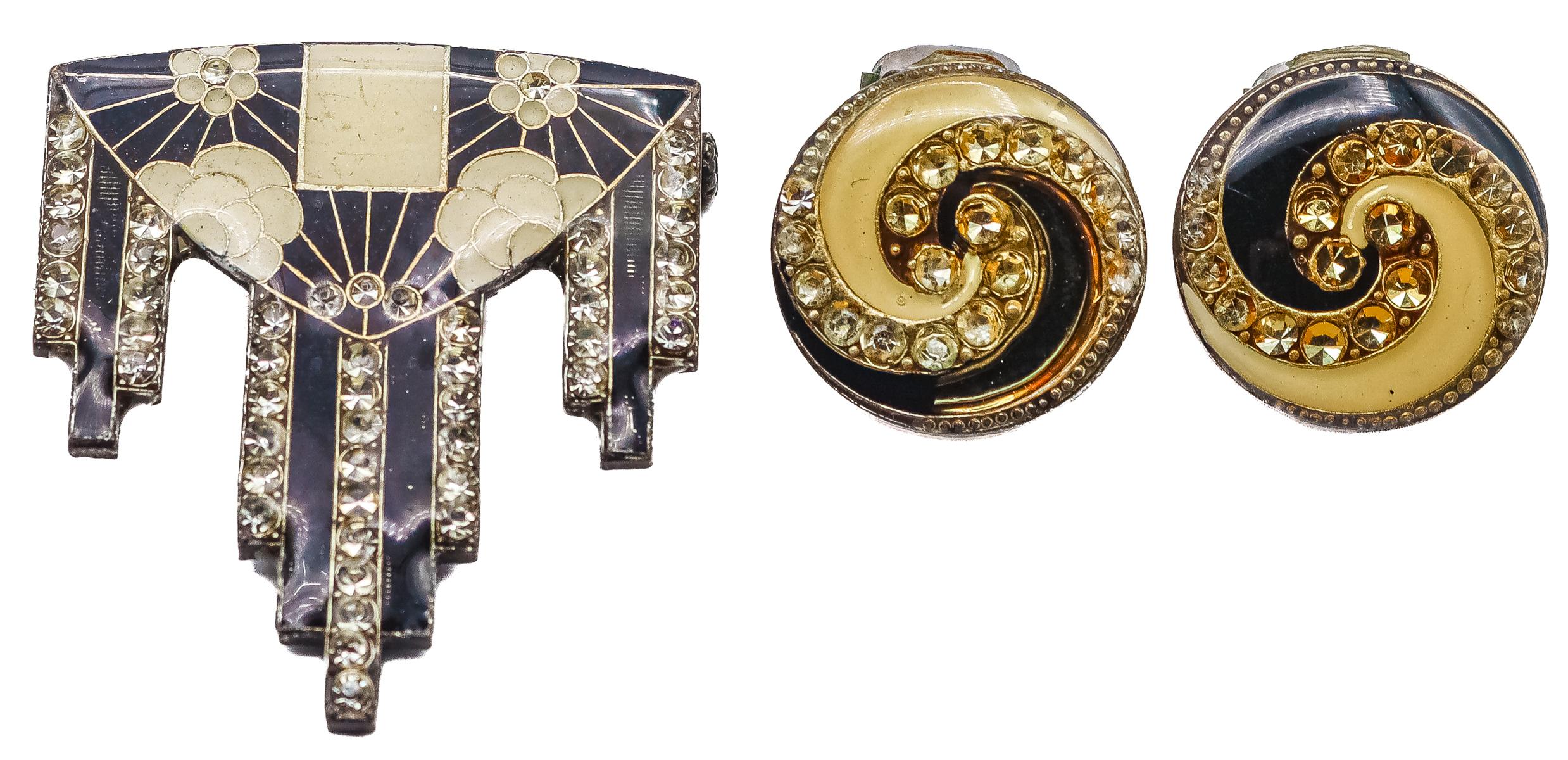 BROCHE Y PENDIENTES ART DECO