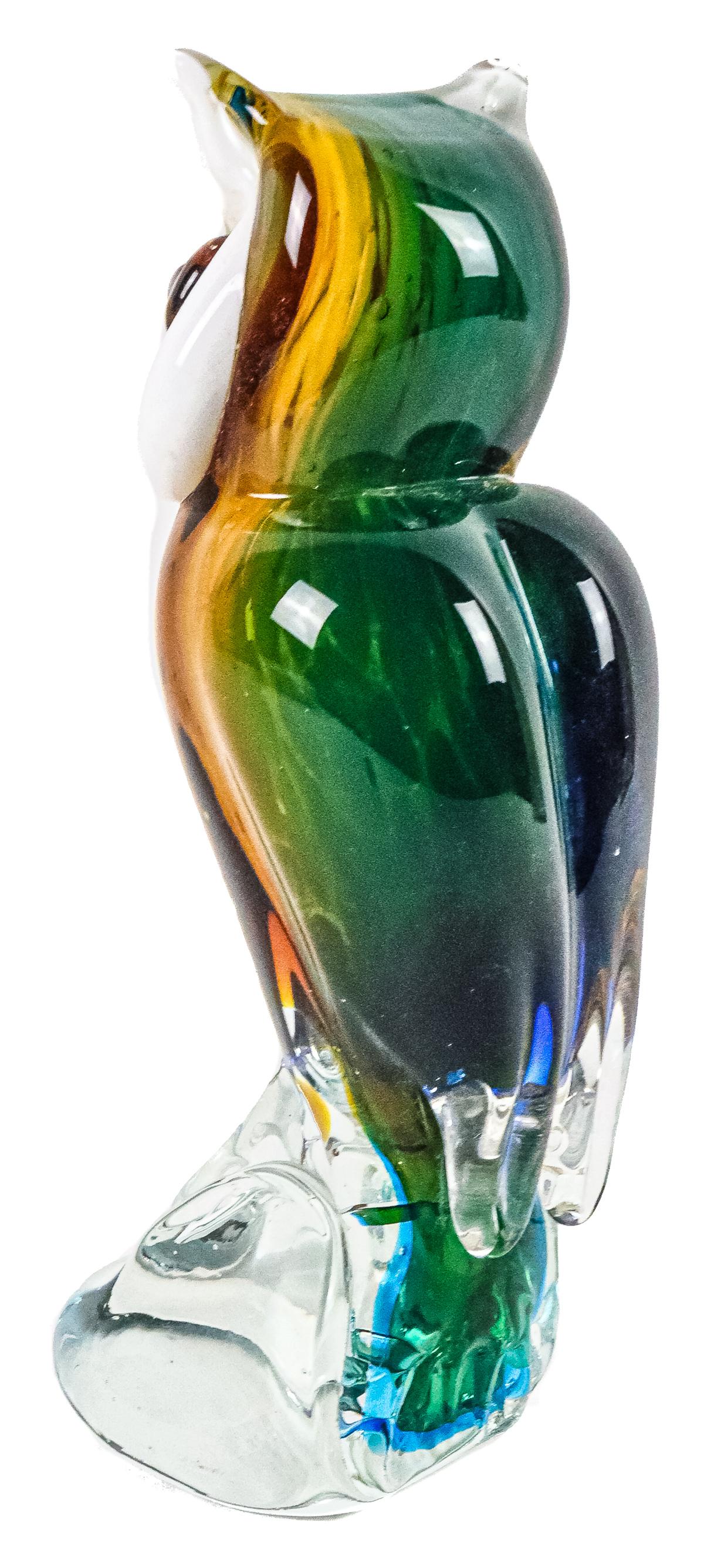 "BUHO" DE CRISTAL DE MURANO DEL ÚLTIMO CUARTO DE S. XX