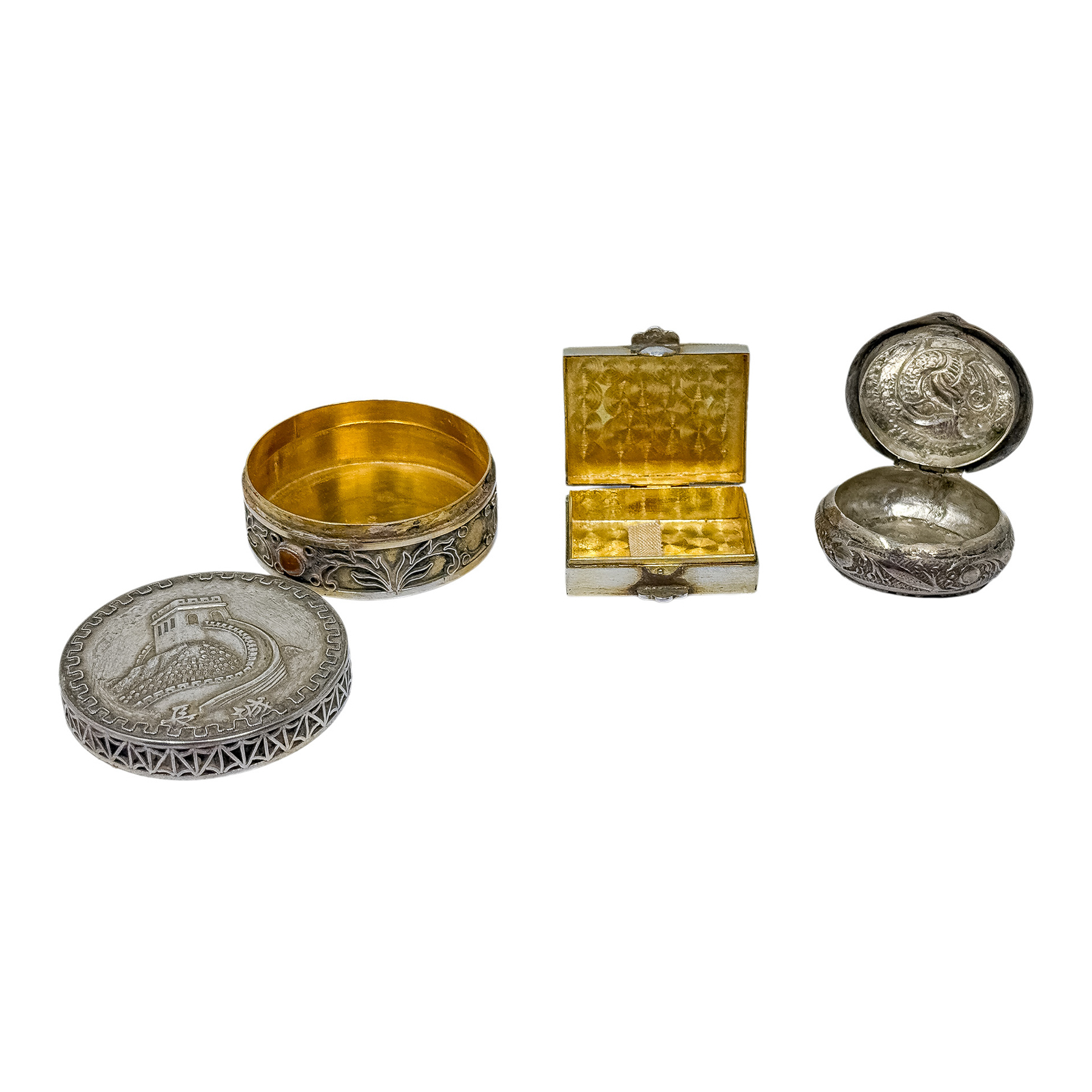 TRES CAJITAS DE CAJITAS DE COLECCIÓN DE PLATA