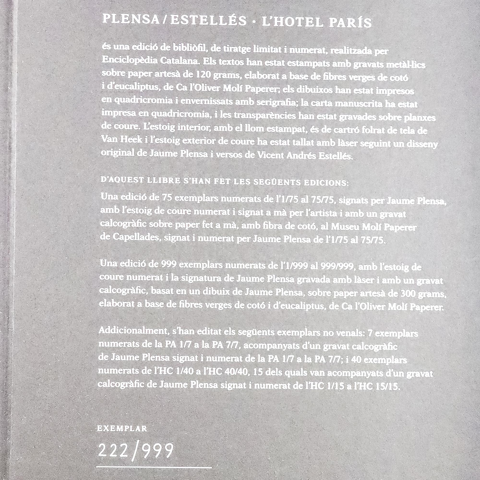 "PLENSA/ESTELLÉS. L&#39;HOTEL DE PARIS"