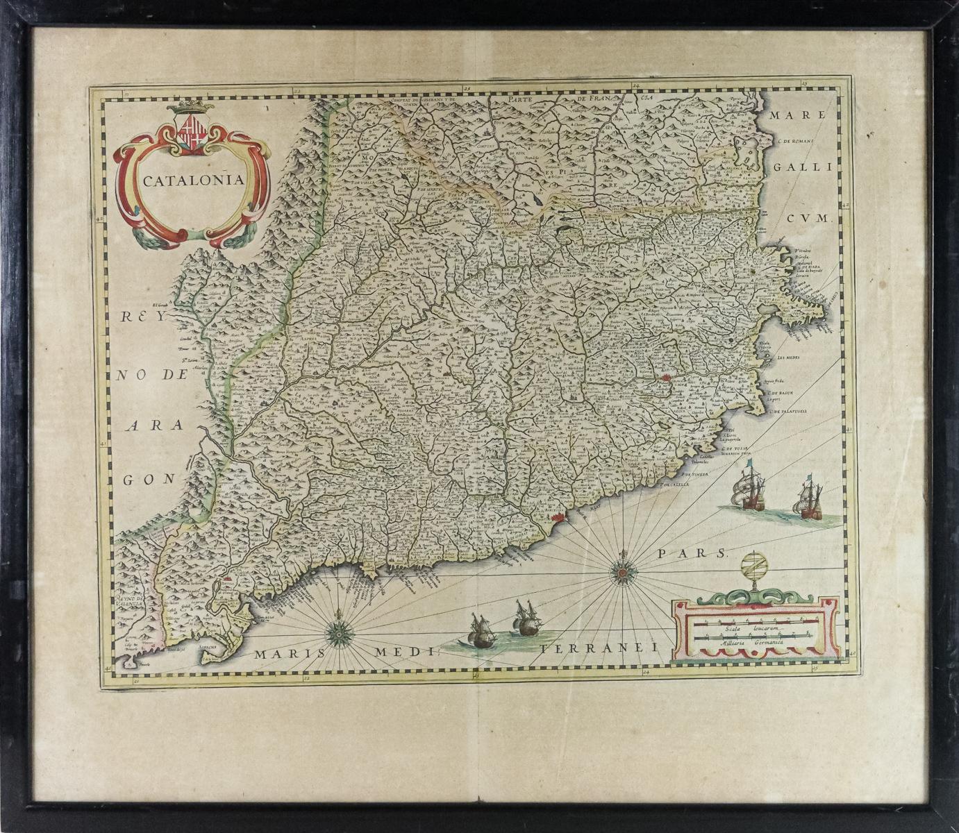 MAPA DE CATALUÑA JOHANNES JANSSONIUS DE 1647