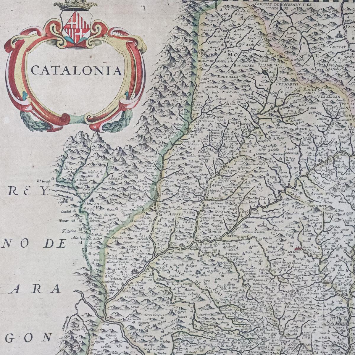 MAPA DE CATALUÑA JOHANNES JANSSONIUS DE 1647
