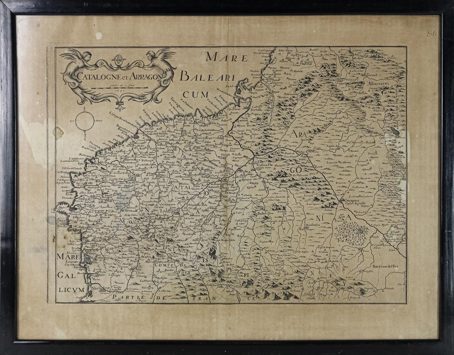 MAPA FRANCÉS DE CATALUÑA Y ARAGÓN DE 1641