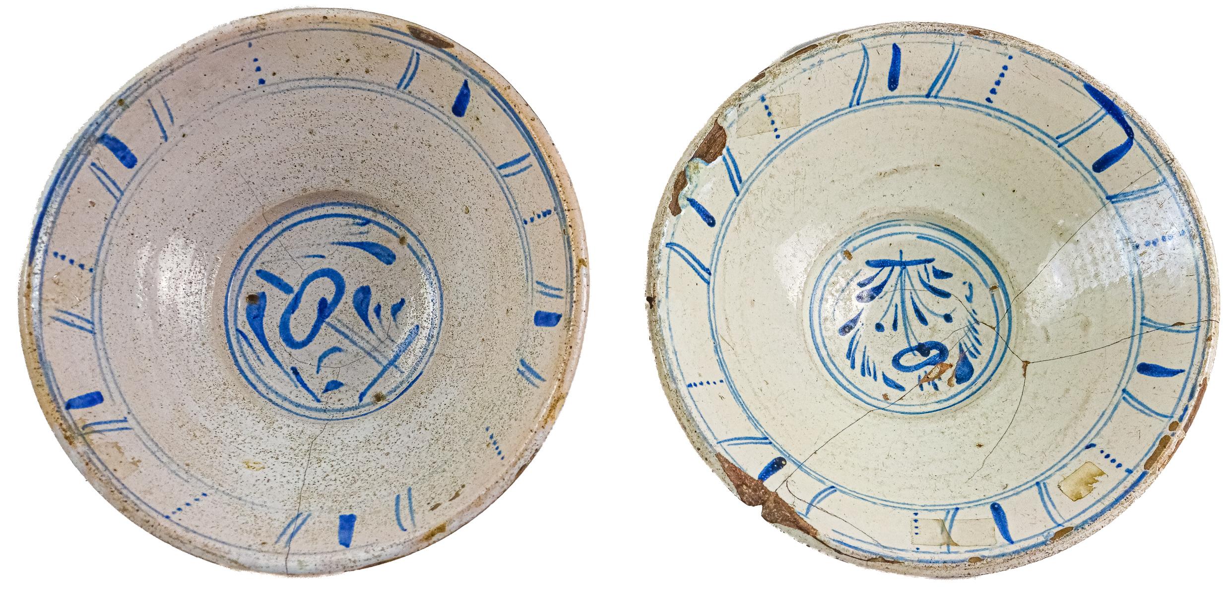 CUATRO PLATOS DE CERAMICA ARAGONESA S.XVII-XVIII