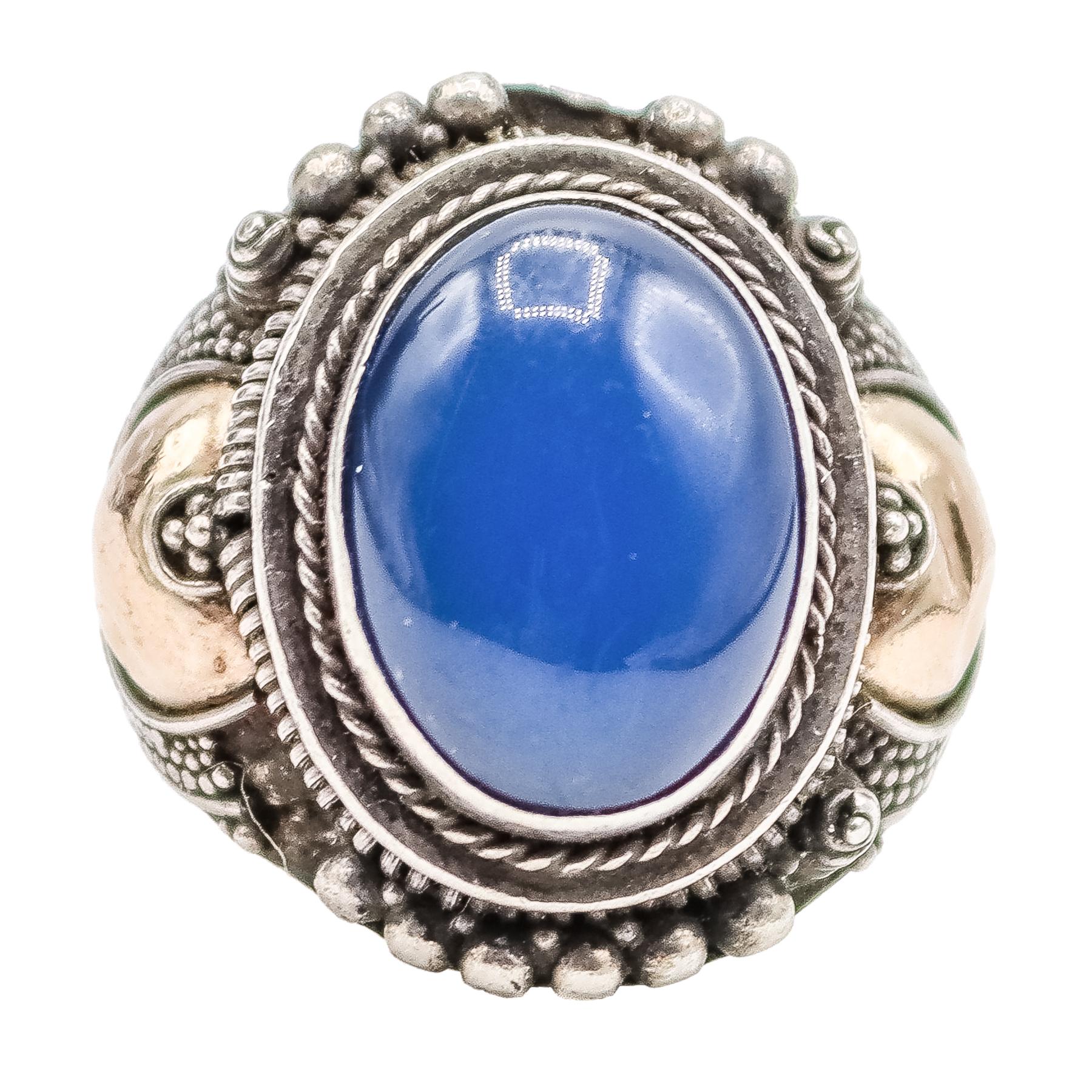 ANILLO CON CALCEDONIA AZUL