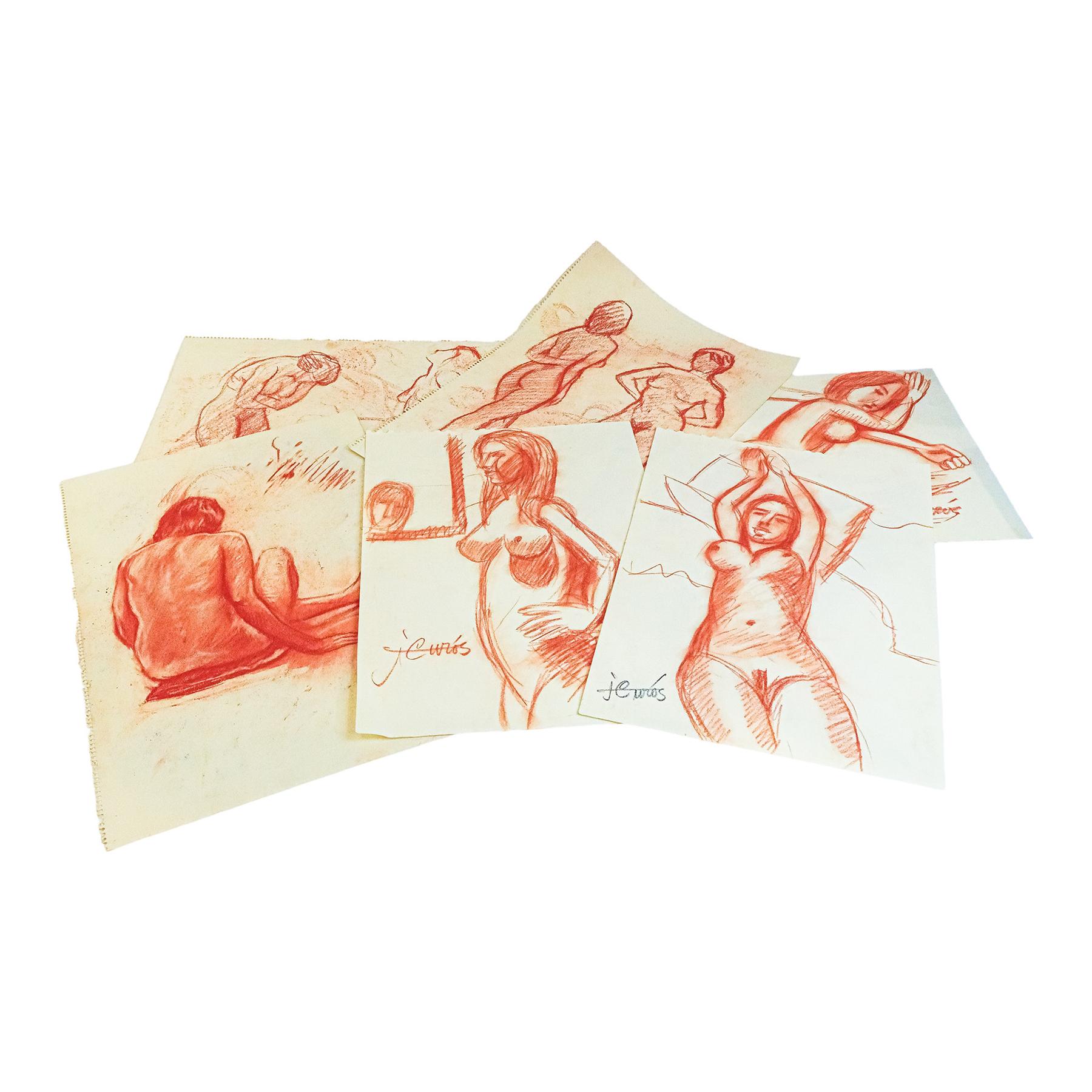 LOTE DE 14 DIBUJOS ACADEMICOS DE LOS AÑOS 70
