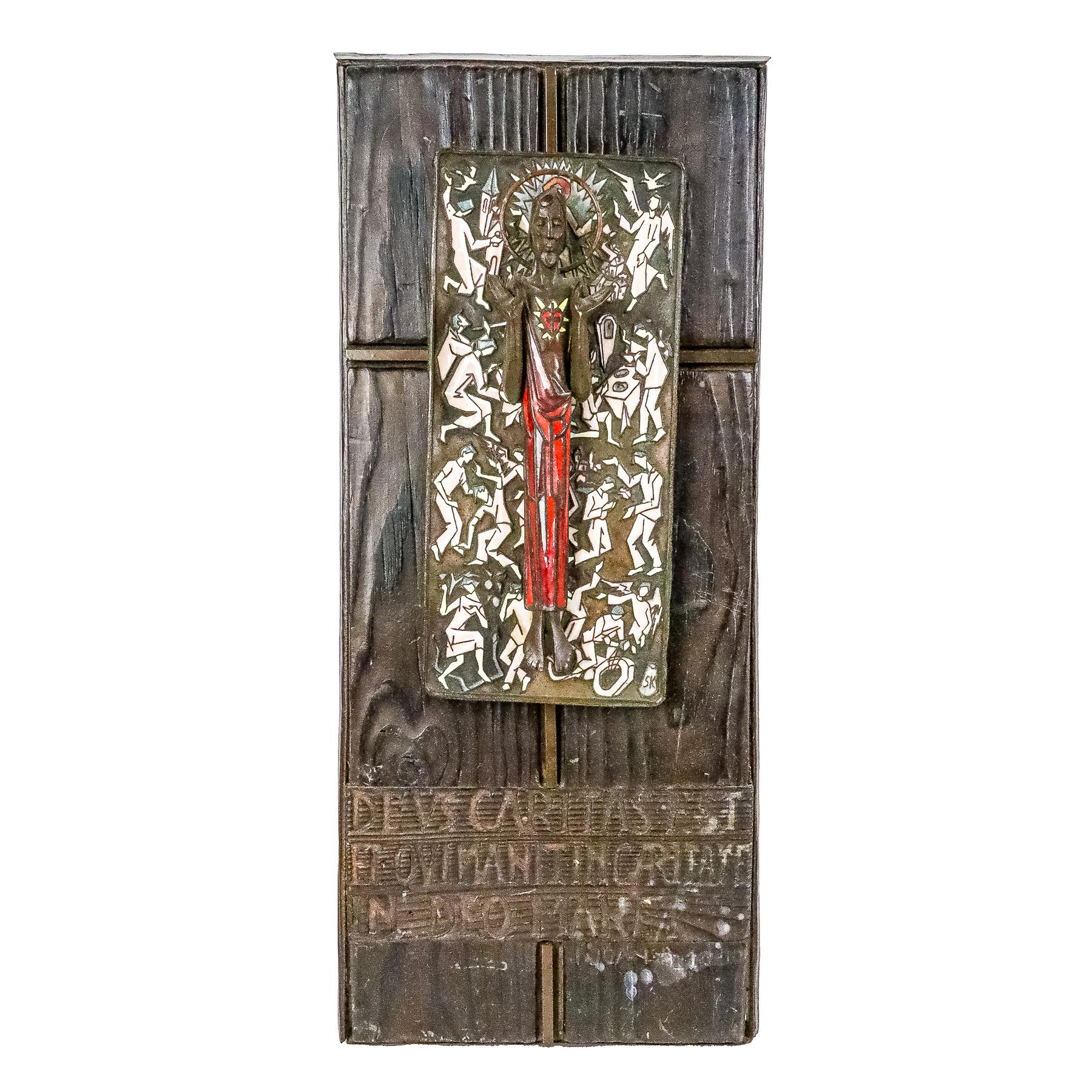 PLAFÓN EN BRONCE ESMALTADO DE LOS AÑOS 70