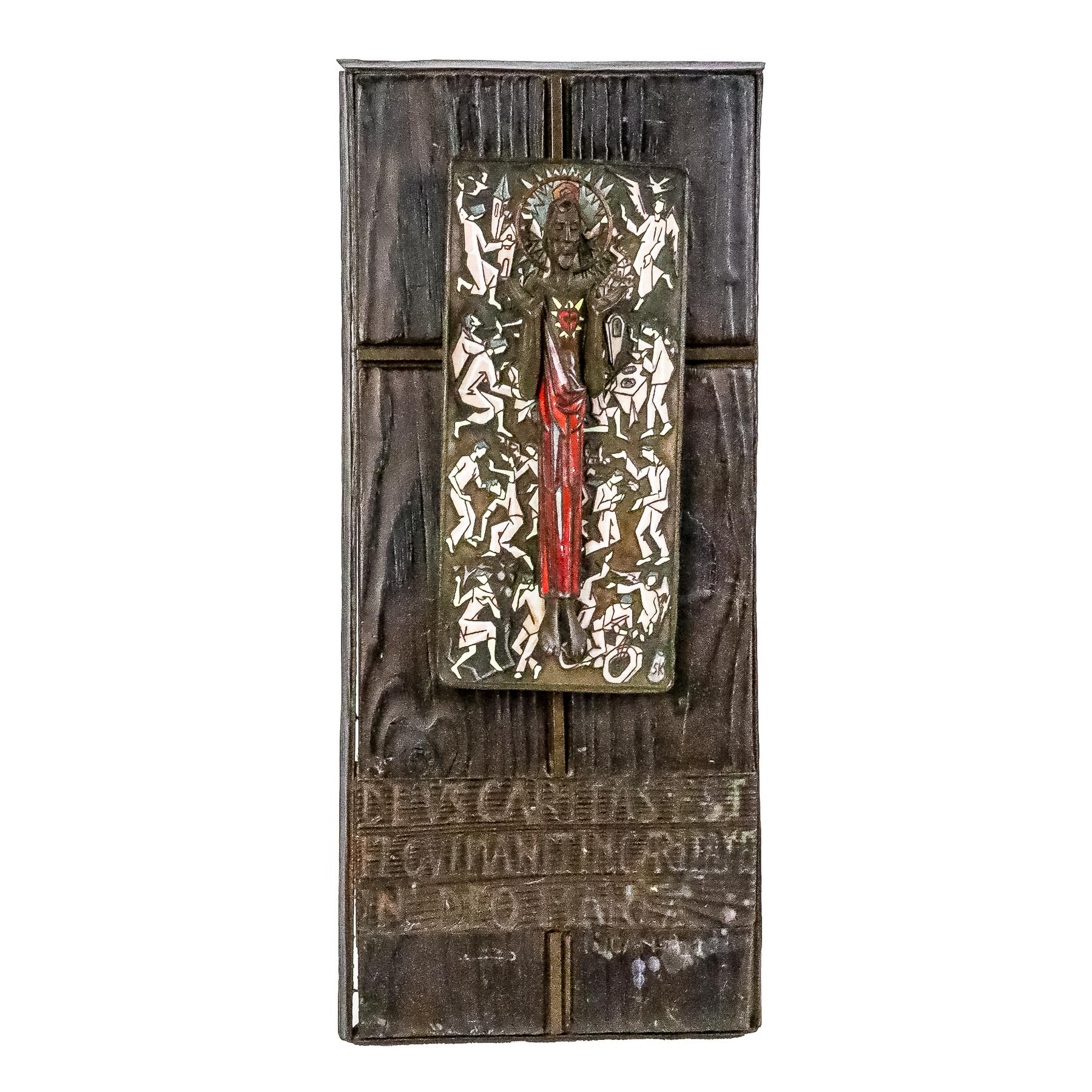 PLAFÓN EN BRONCE ESMALTADO DE LOS AÑOS 70