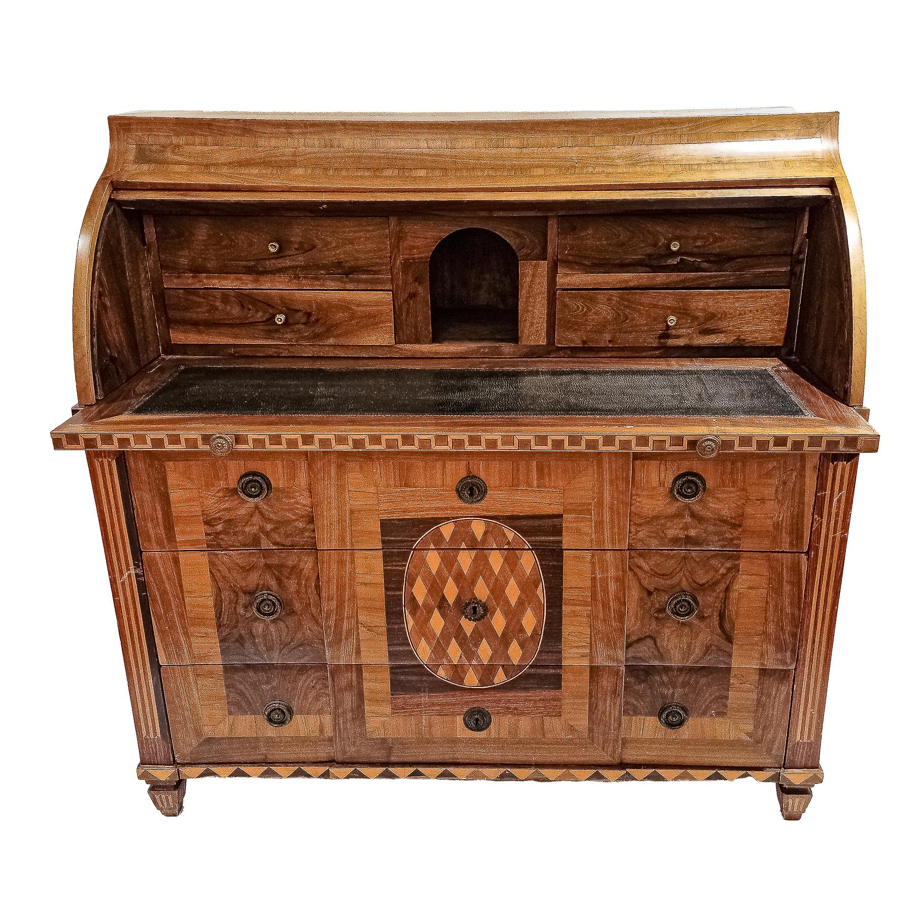 MUEBLE ESCRITORIO DE CILINDRO CARLOS IV CIRCA 1800