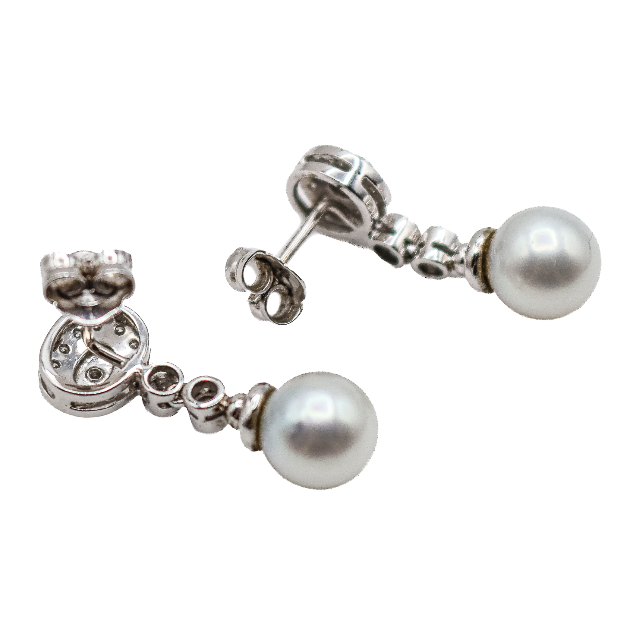 PENDIENTES LARGOS CON BRILLANTES Y PERLA