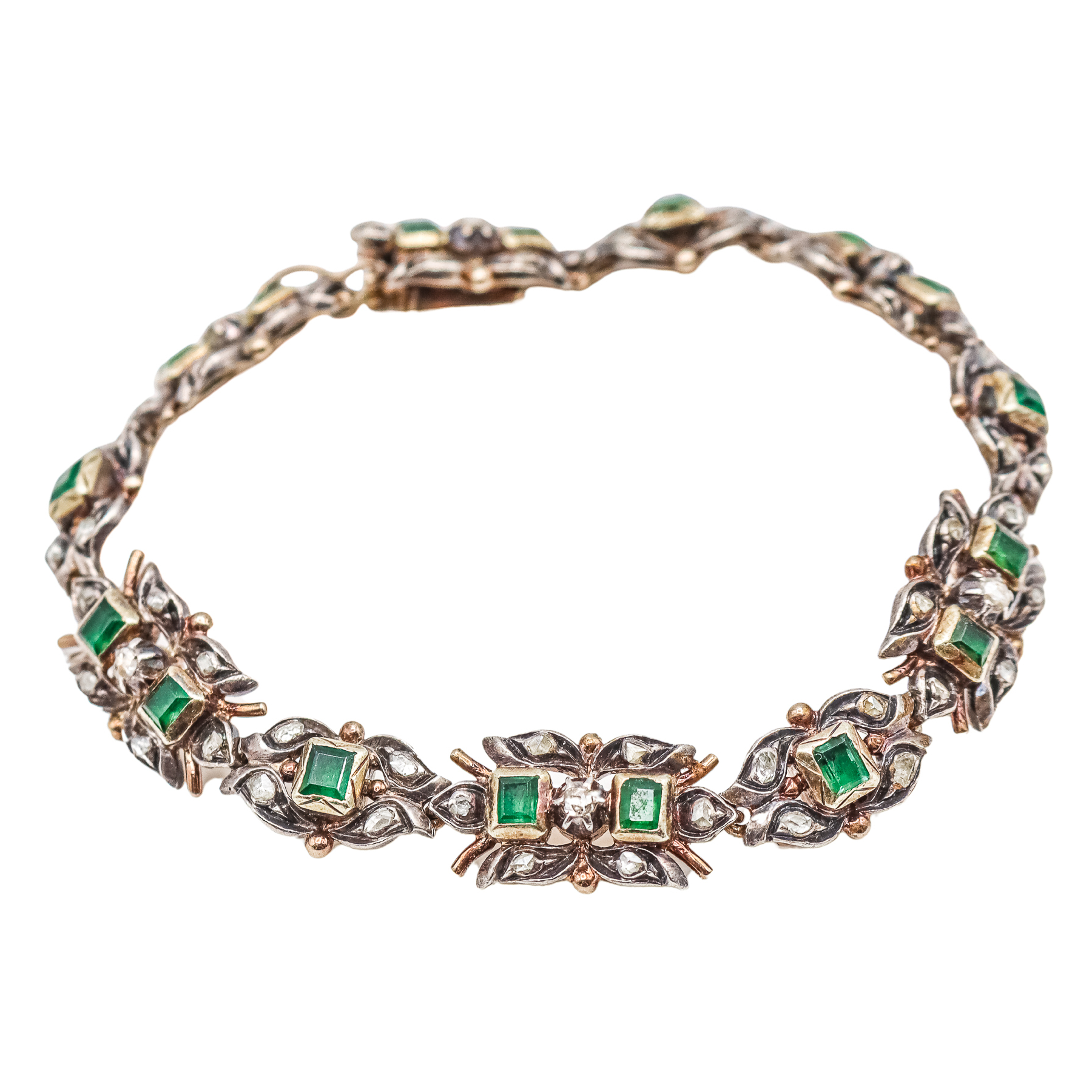 PULSERA DE DIAMANTES Y ESMERALDAS, AÑOS 50