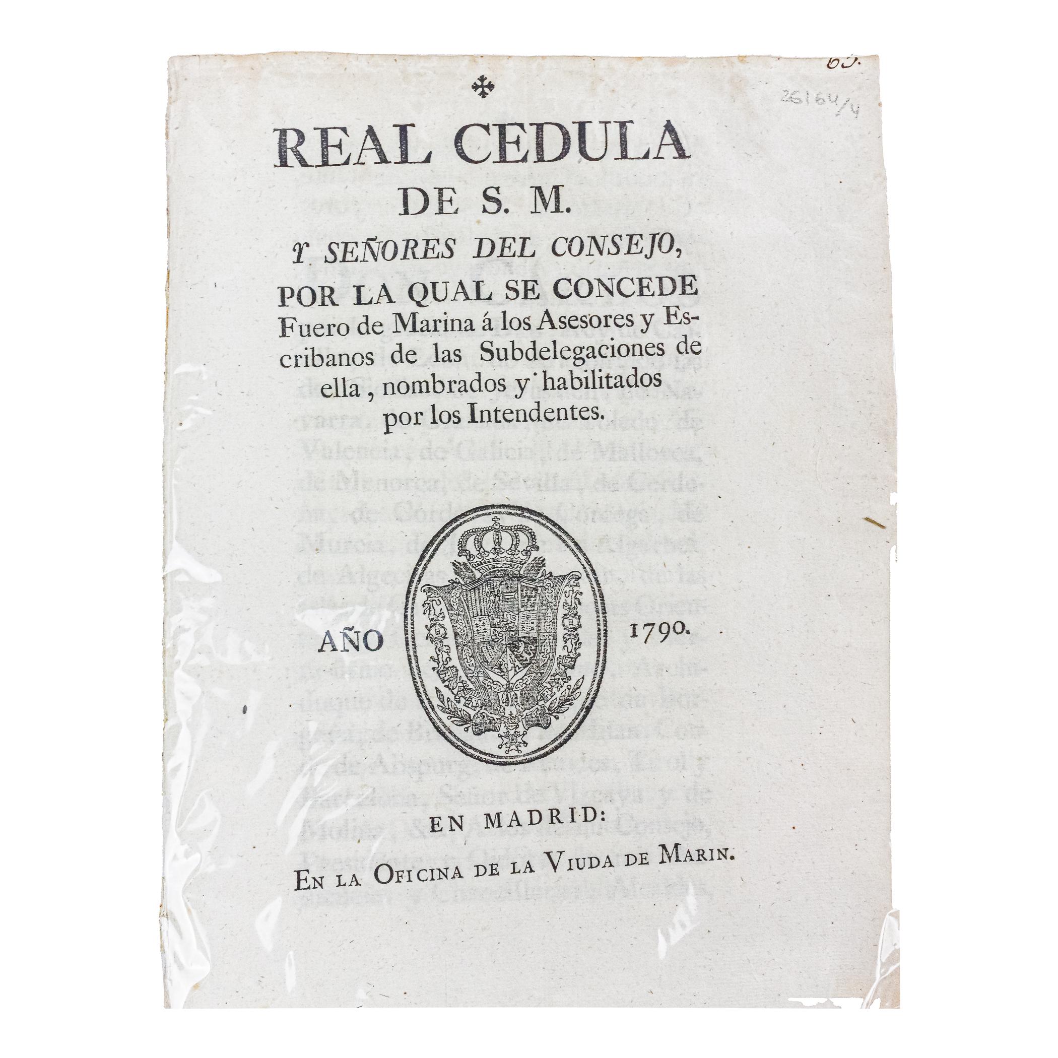 REAL CEDULA DE S.M.. Y SEÑORES DEL CONSEJO...