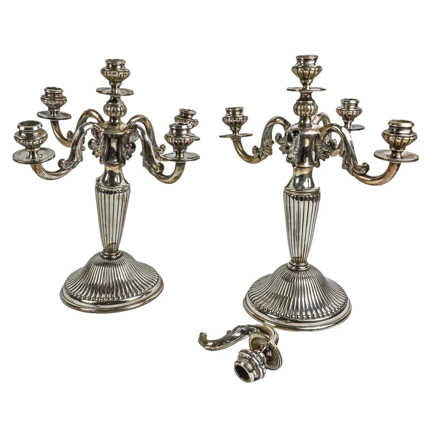 PAREJA DE CANDELABROS DE MEDIADOS DE SIGLO XX 