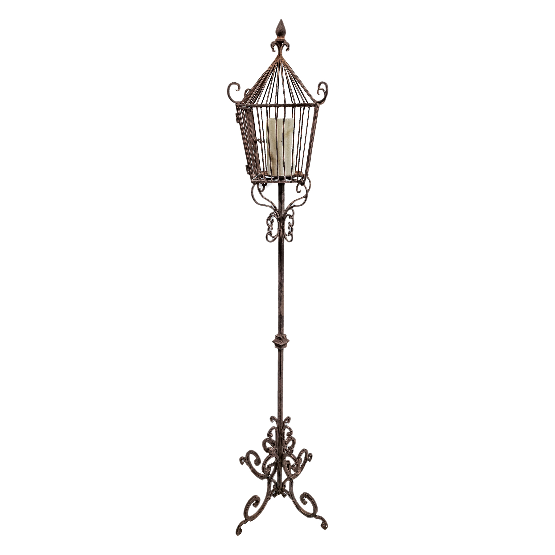 CANDELERO DE HIERRO COLADO DE FINALES DE SIGLO XX