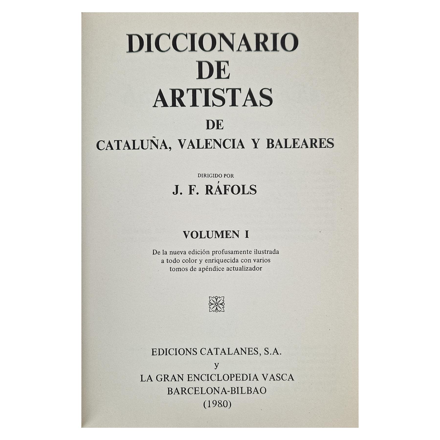 DICCIONARIO RÀFOLS DE ARTISTAS DE CATALUNYA...