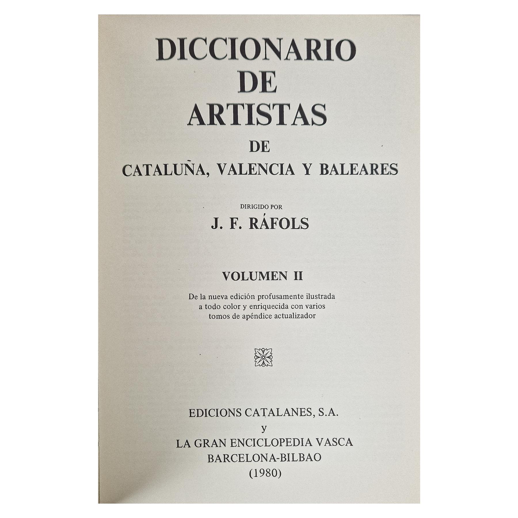 DICCIONARIO RÀFOLS DE ARTISTAS DE CATALUNYA...