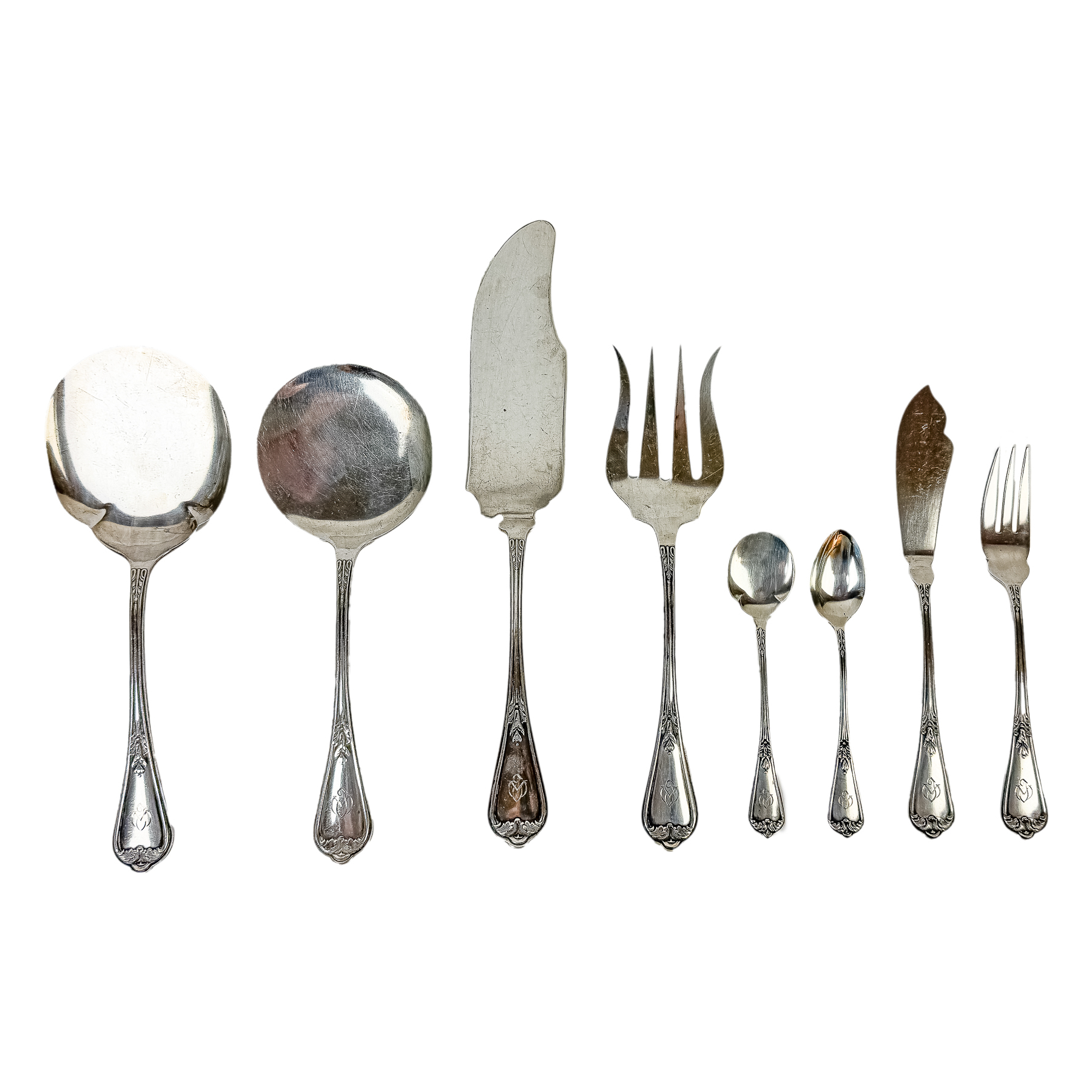 CONJUNTO DE CUBIERTOS DE PLATA DE MEDIADOS DEL S.XX