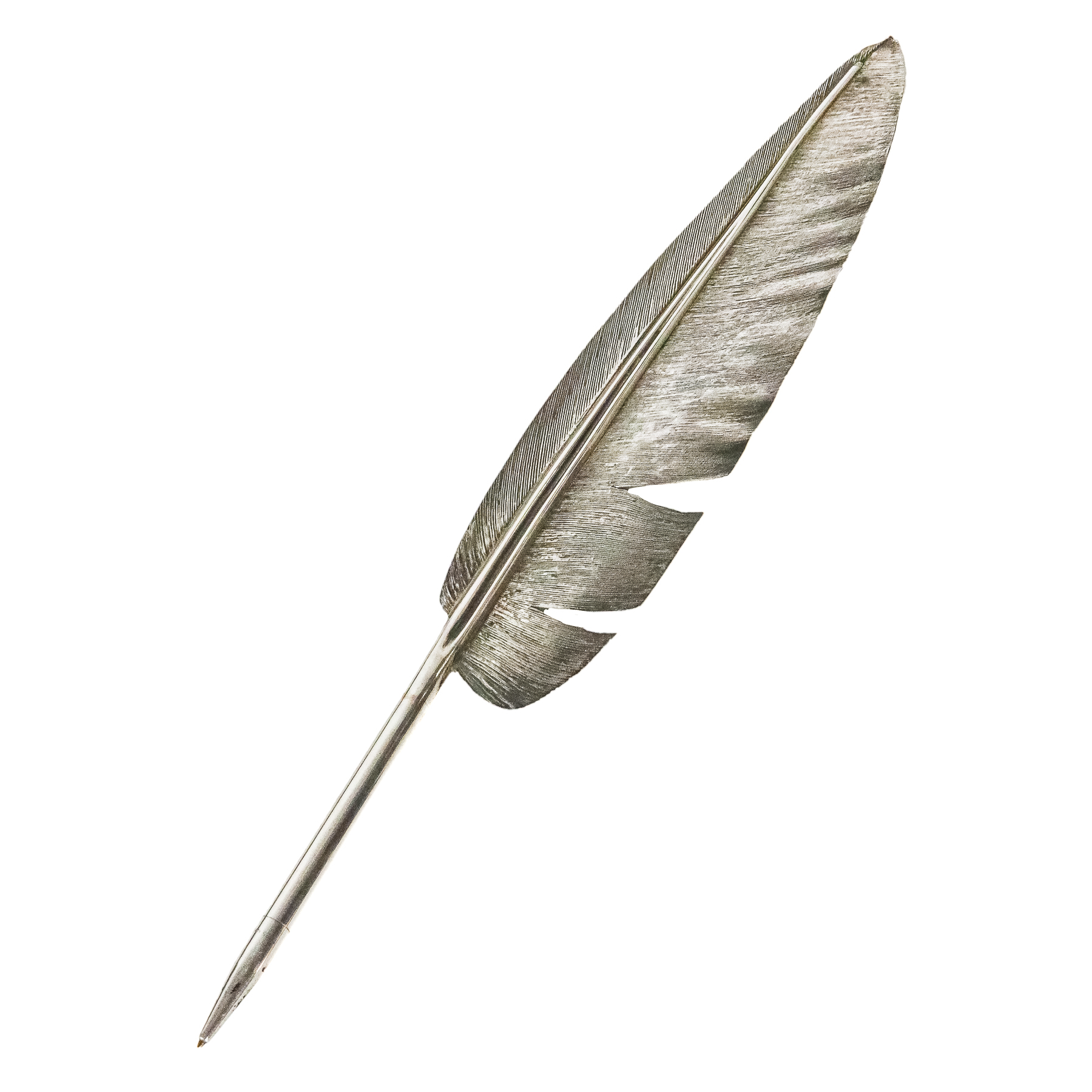 BOLIÍGRAFO EN FORMA DE PLUMA DE PLATA