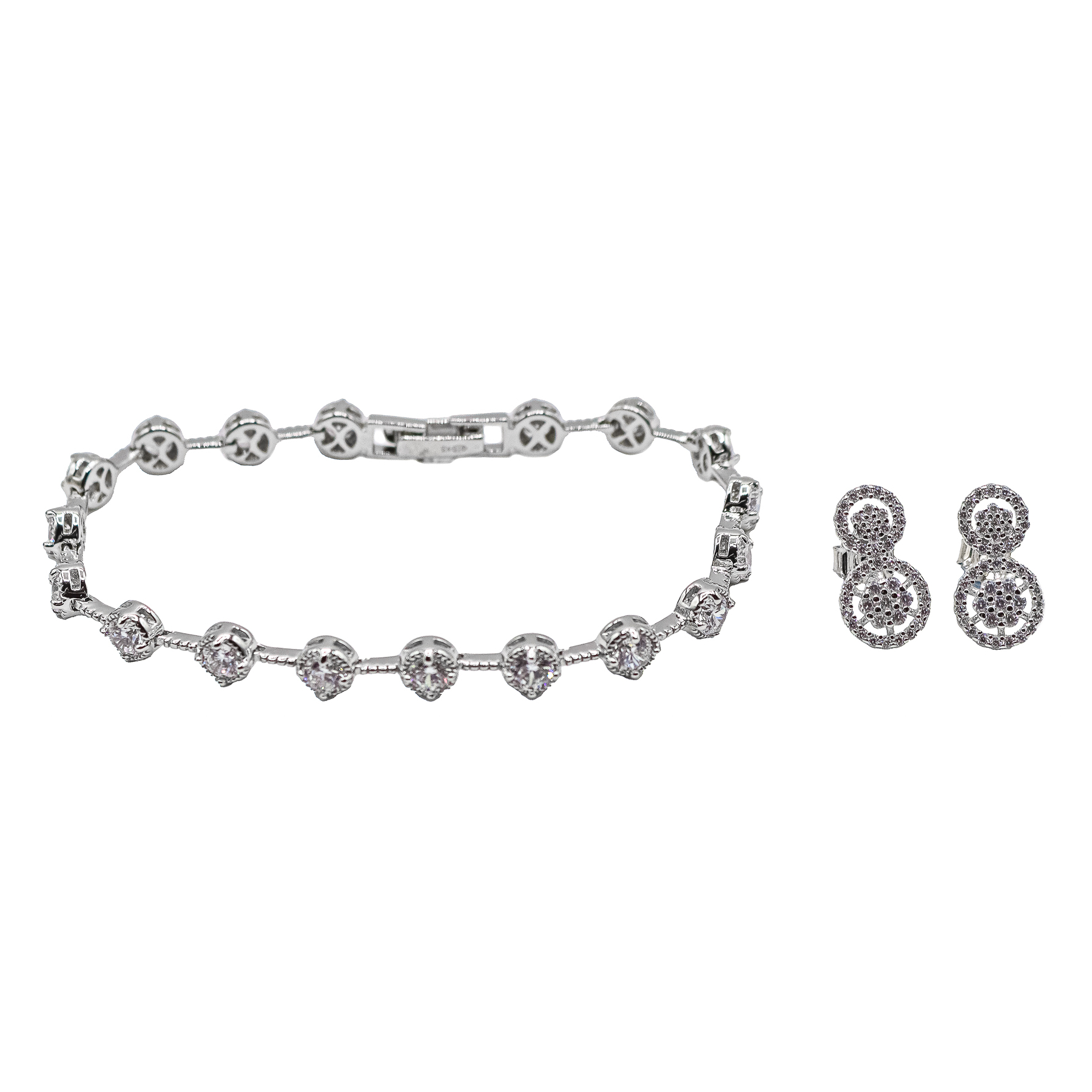 PULSERA Y PENDIENTES DE PLATA CON CIRCONITAS