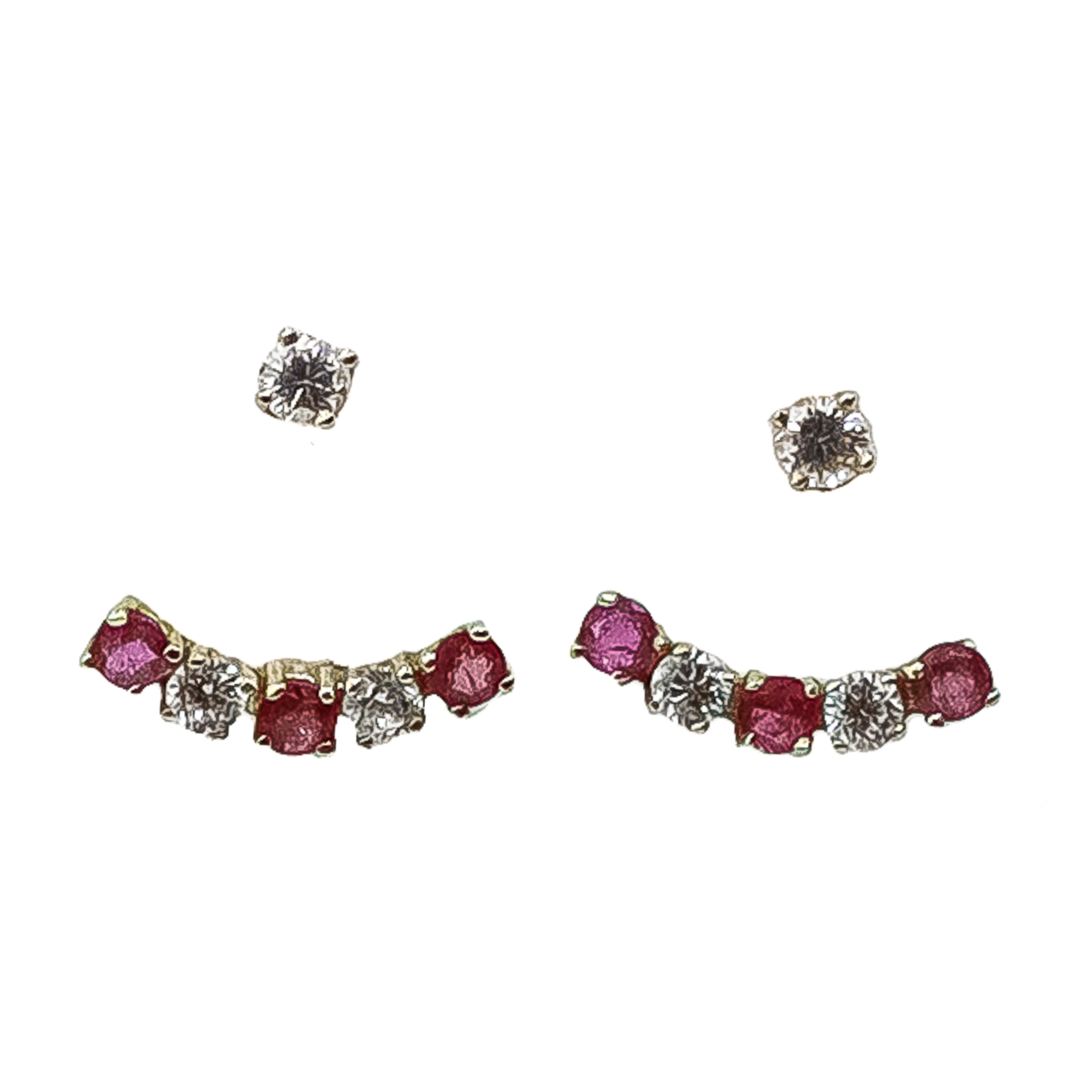 PENDIENTES DESMONTABLES CON BRILLANTES Y TURMALINAS ROSAS