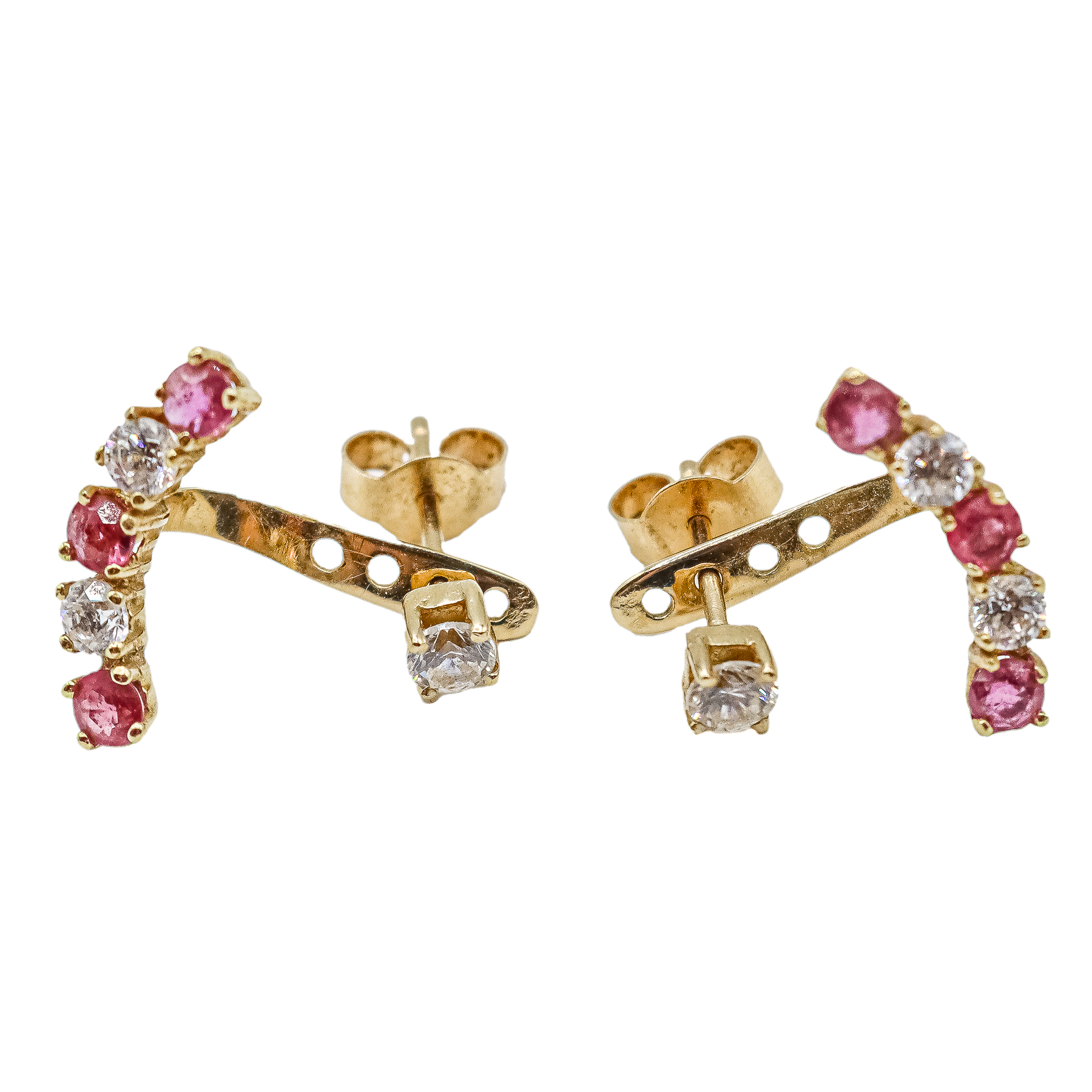 PENDIENTES DESMONTABLES CON BRILLANTES Y TURMALINAS ROSAS