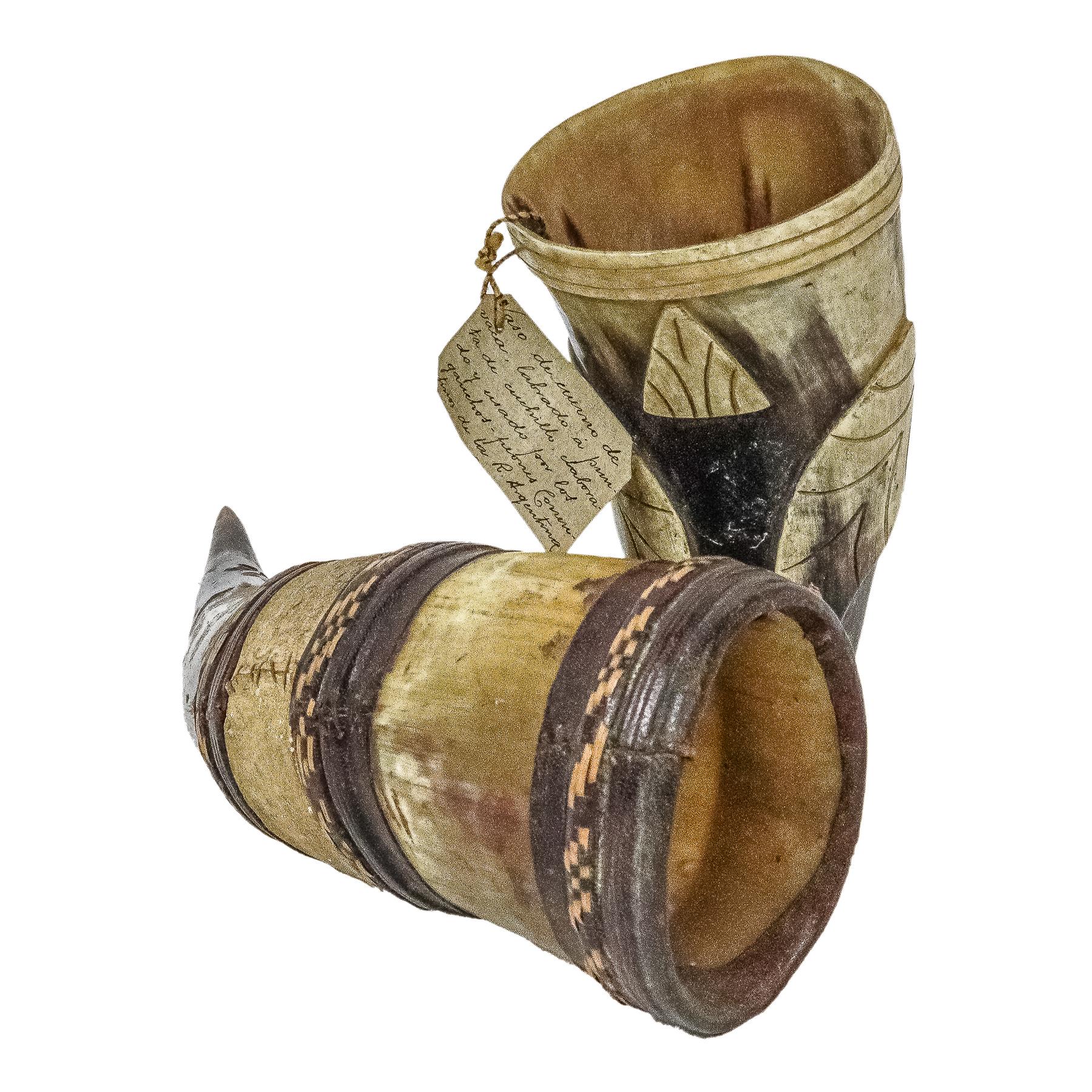 CUERNO Y VASO DE ASTA DE PRINCIPIOS DE SIGLO XX