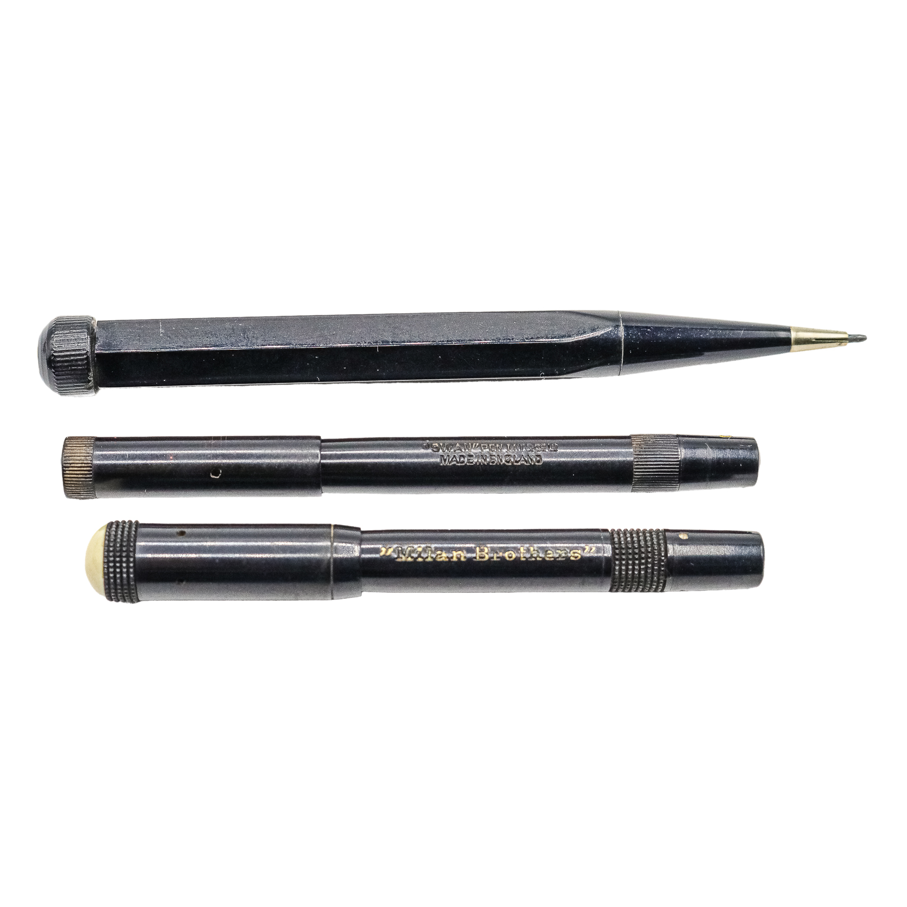 PORTAMINAS Y DOS MINI PLUMAS DE BAQUELITA DE LOS AÑOS 30