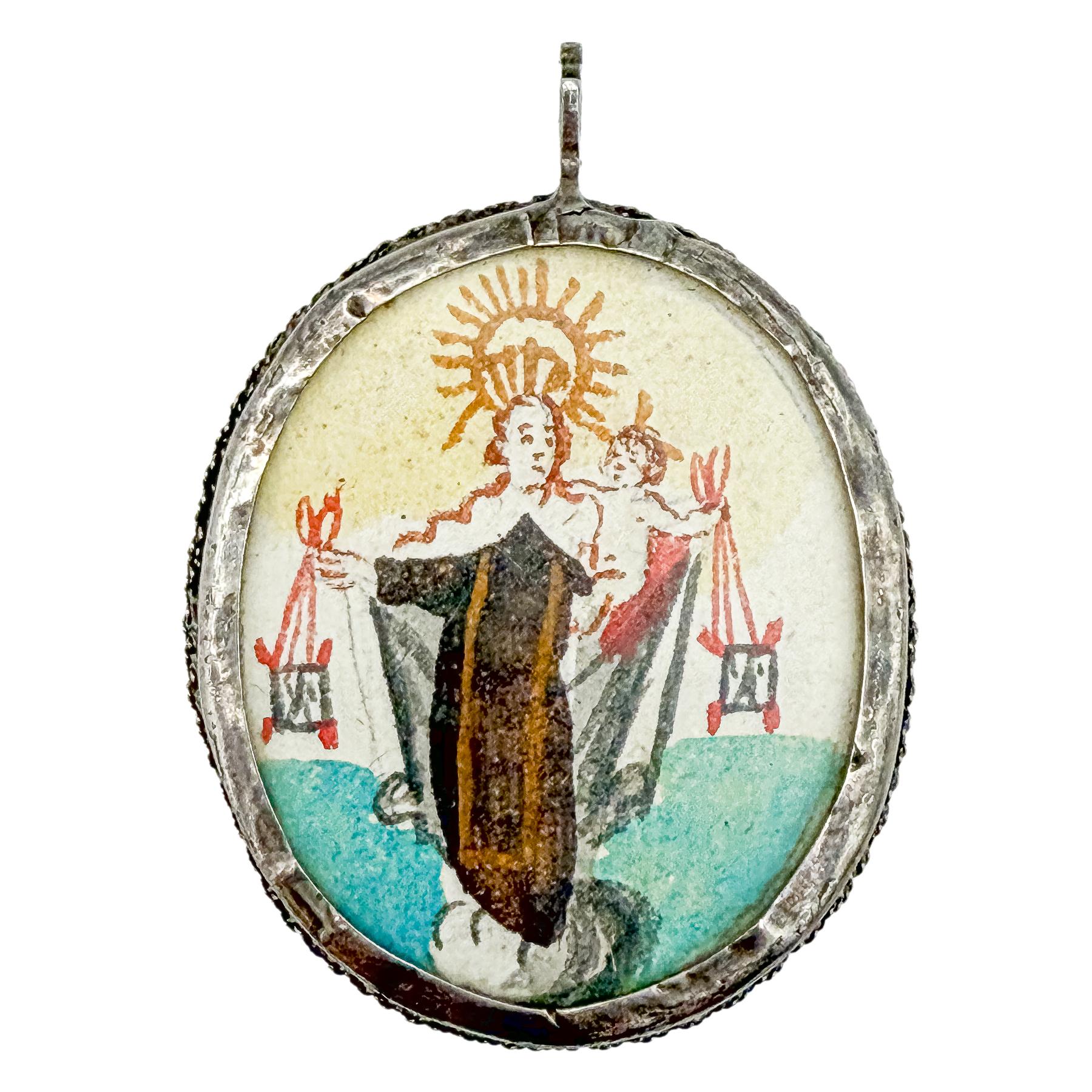 MEDALLÓN DEVOCIONAL DE PLATA DEL SIGLO XVIII