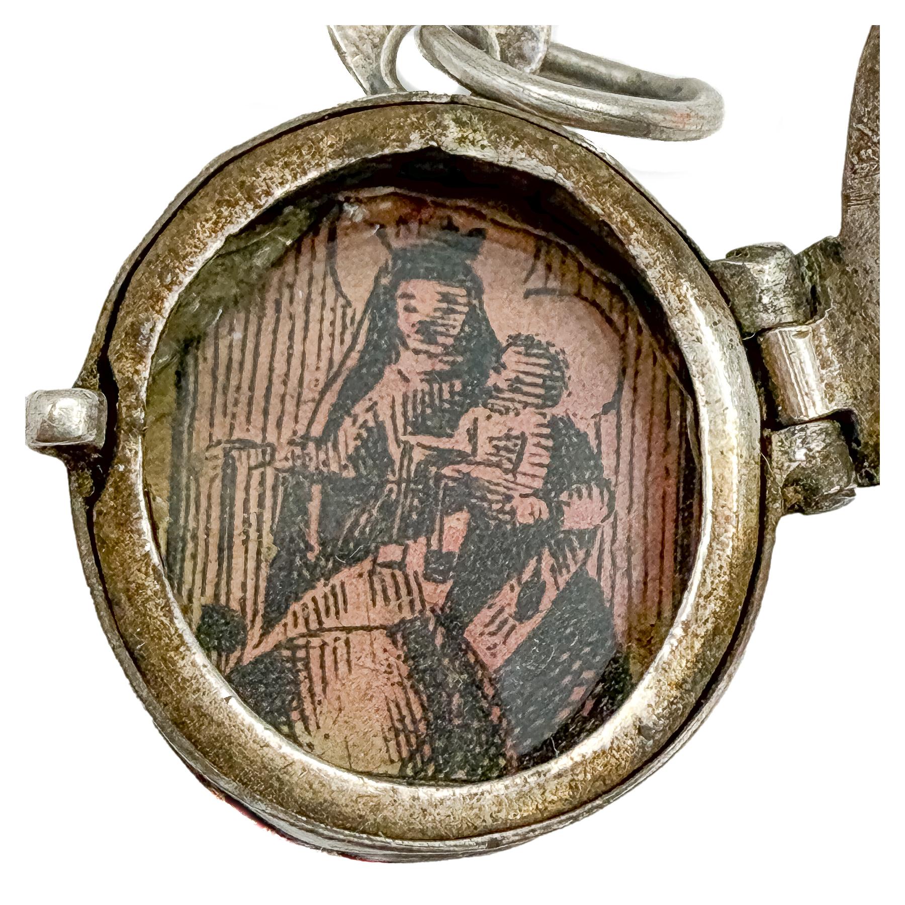 COLGANTE MEDALLA DEVOCIONAL DE PLATA DEL SIGLO XVIII