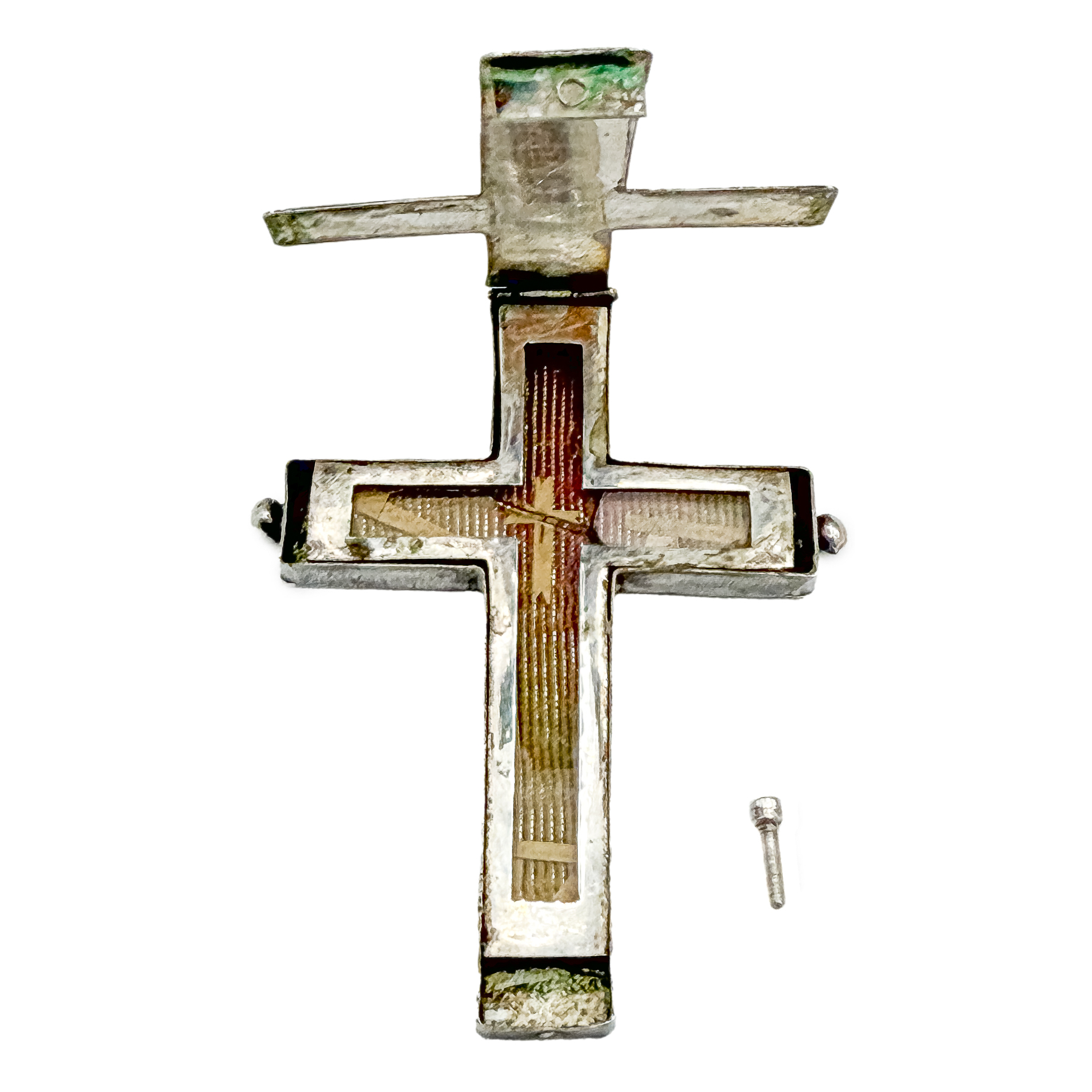 CRUZ RELICARIO DE PLATA DEL SIGLO XIX