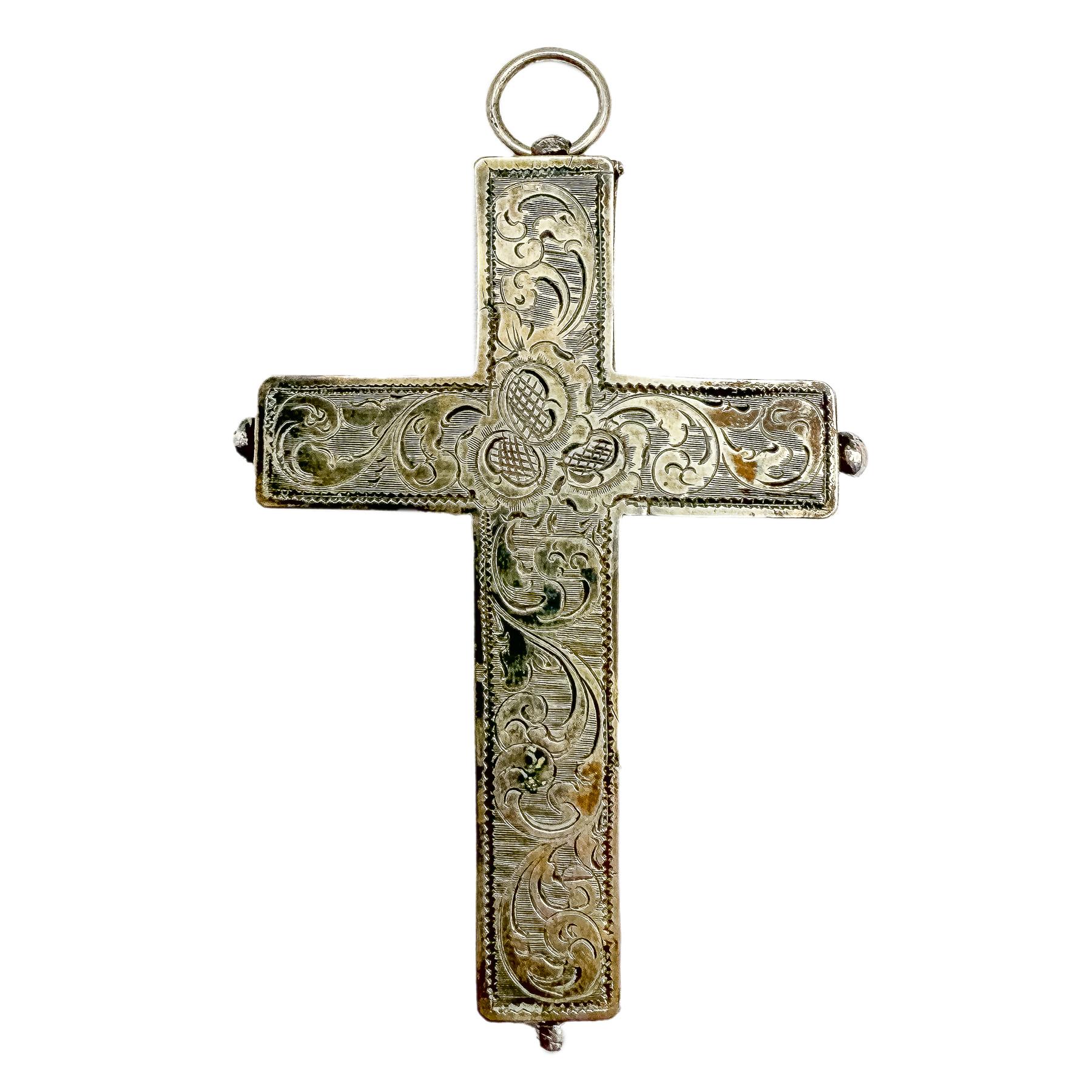 CRUZ RELICARIO DE PLATA DEL SIGLO XIX