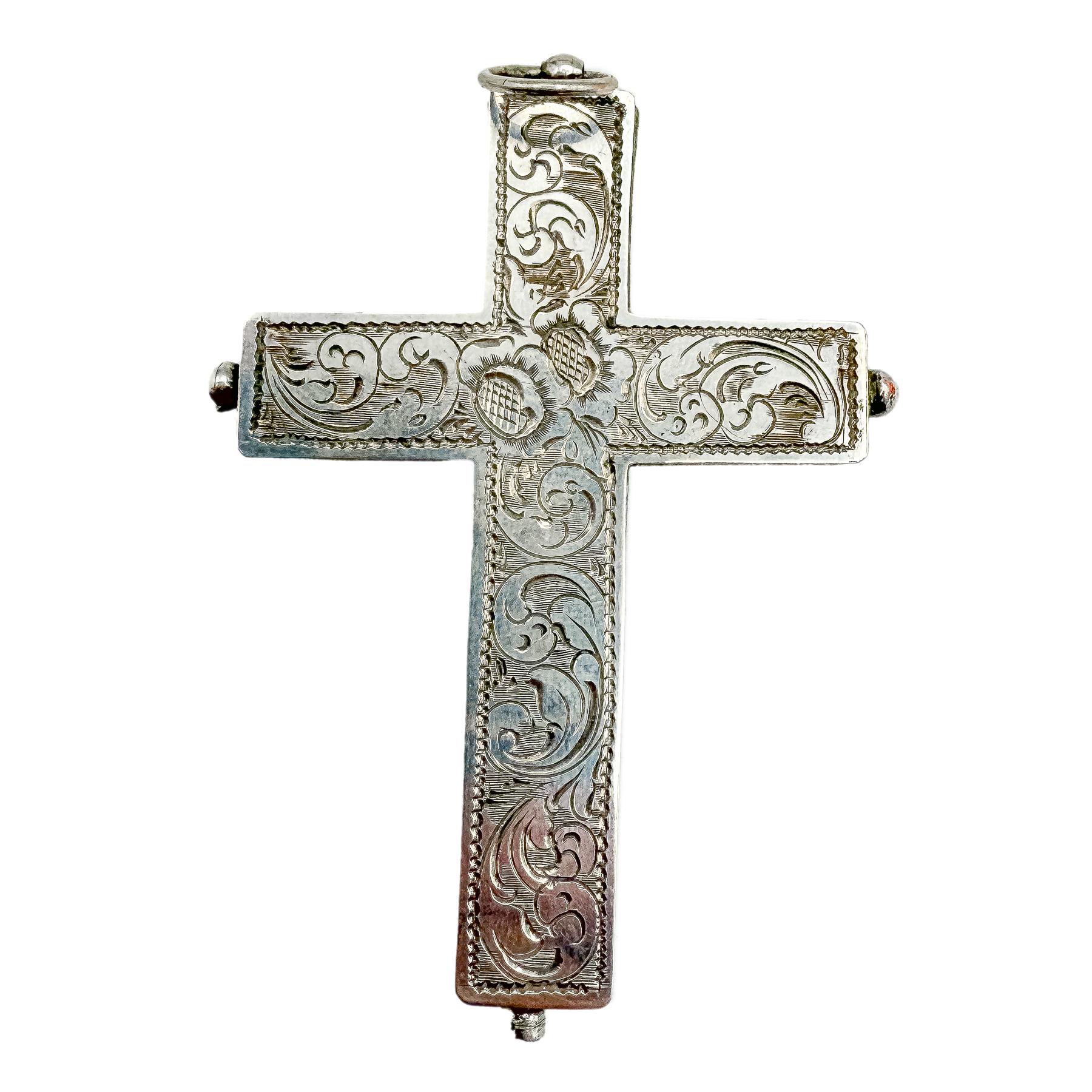 CRUZ RELICARIO DE PLATA DEL SIGLO XIX