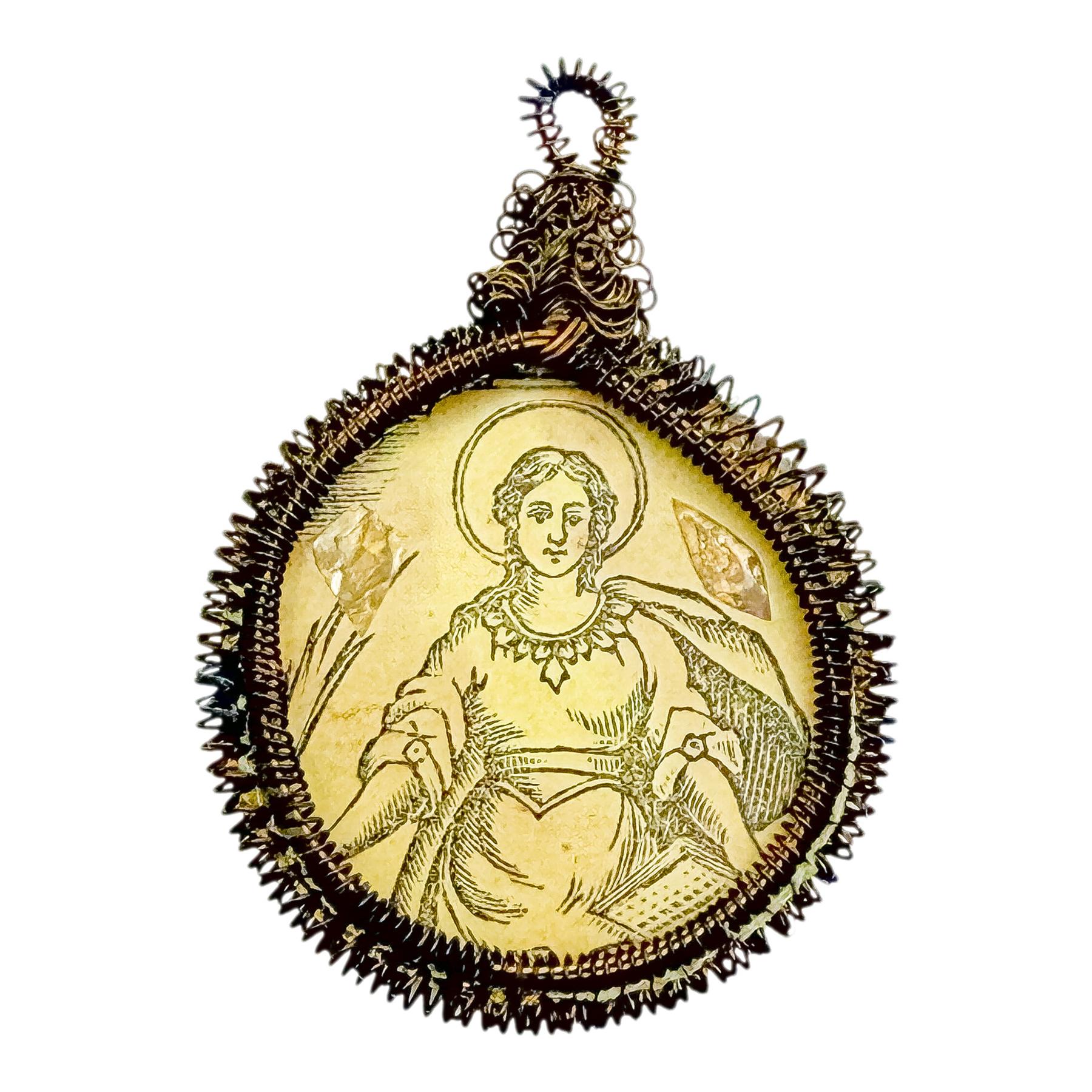 MEDALLÓN DEVOCIONAL DE METAL DEL SIGLO XVIII