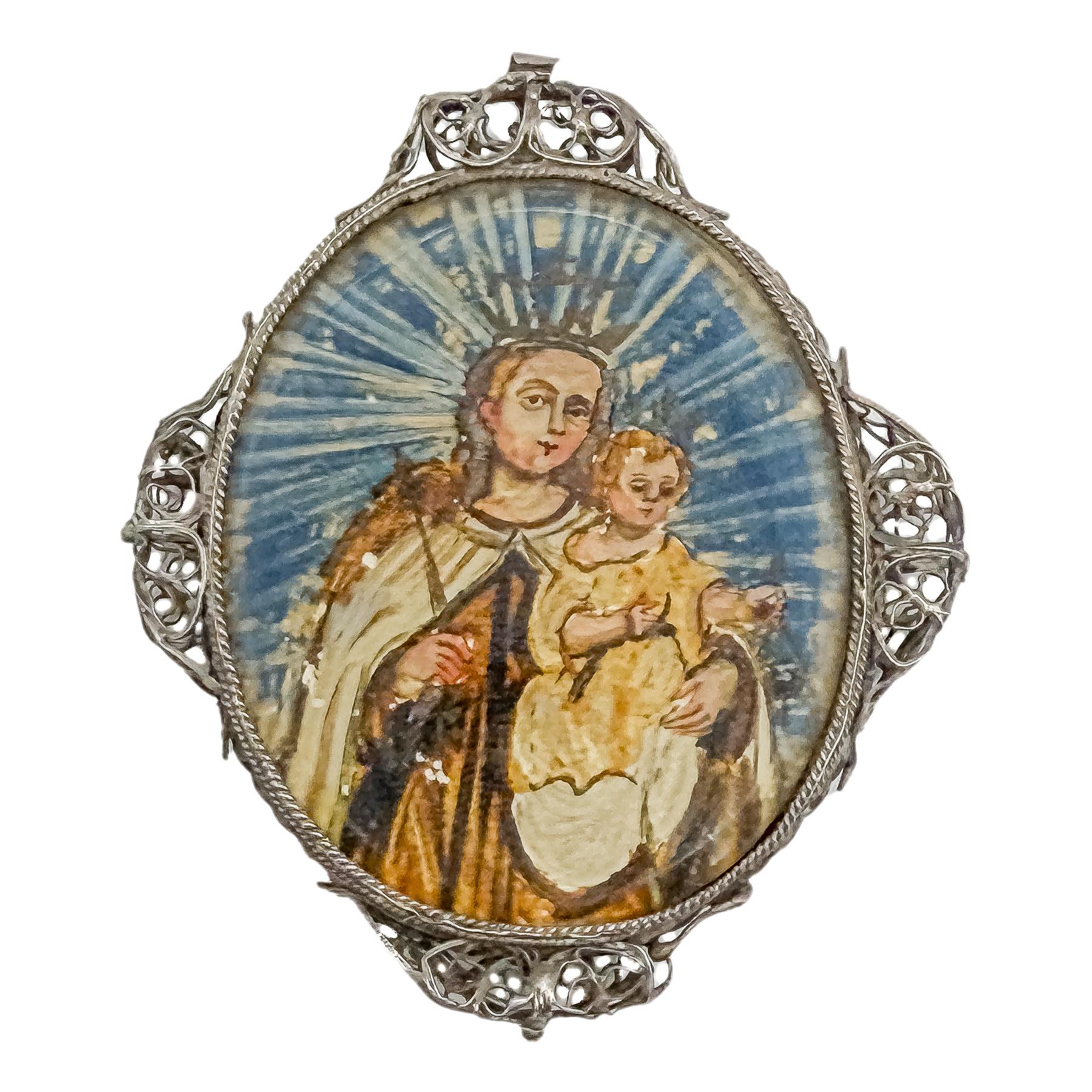 MEDALLÓN DEVOCIONAL DE PLATA DEL SIGLO XVIII