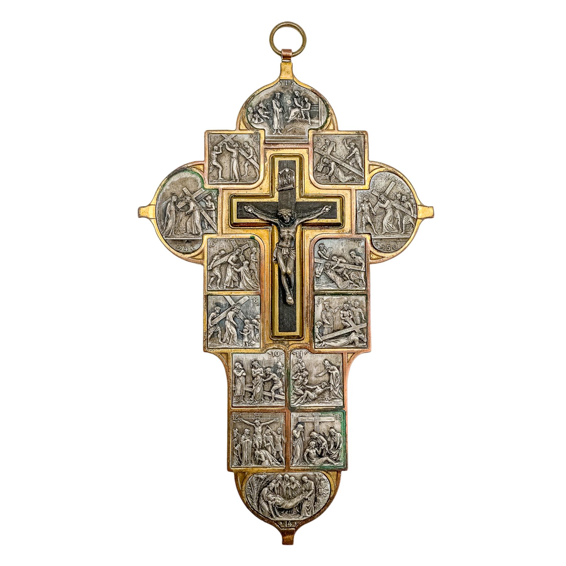 CRUCIFIJO VIACRUCIS ITALIANO DEL ÚLTIMO TERCIO DE S. XX