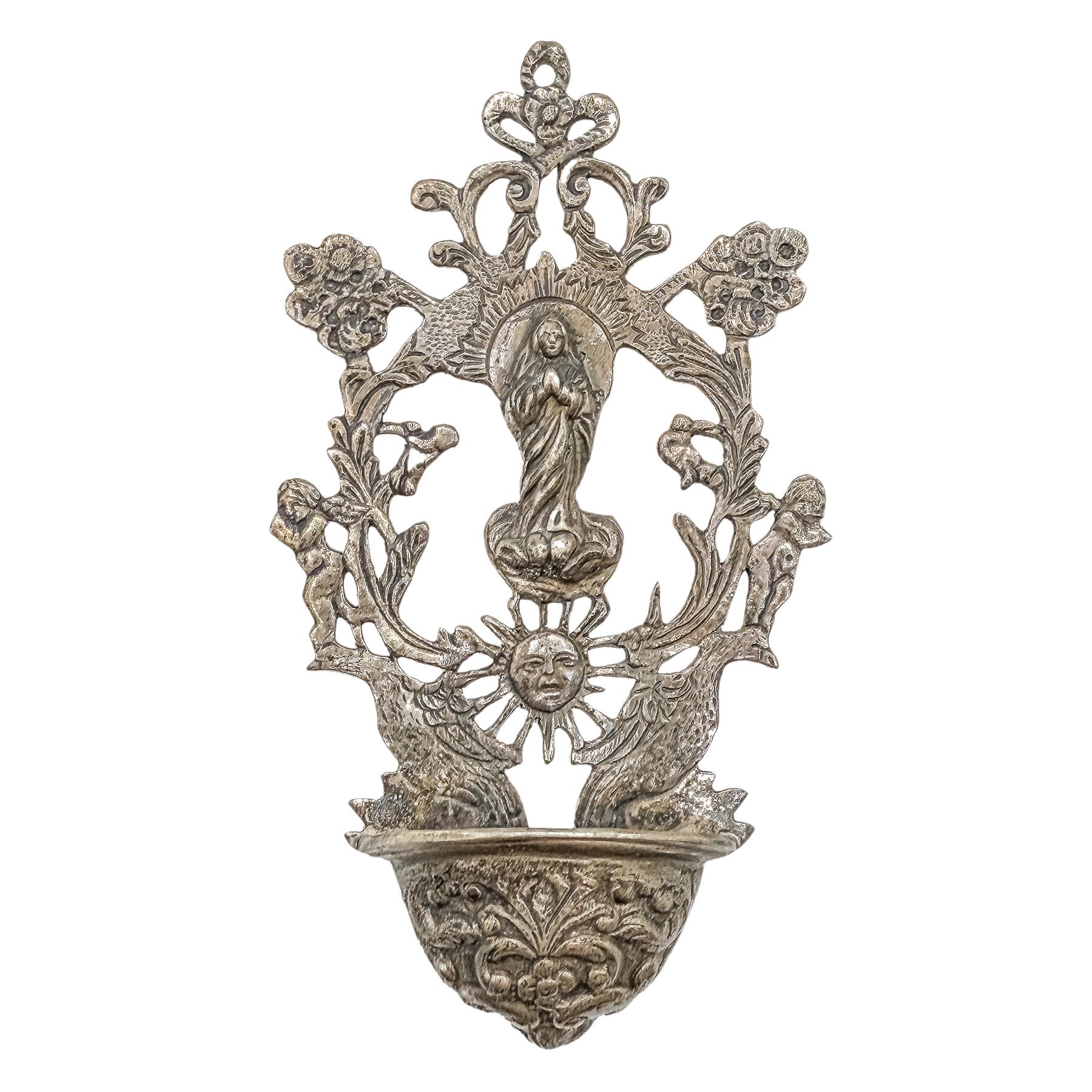 BENDITERA DE PLATA DE MEDIADOS DE SIGLO XX