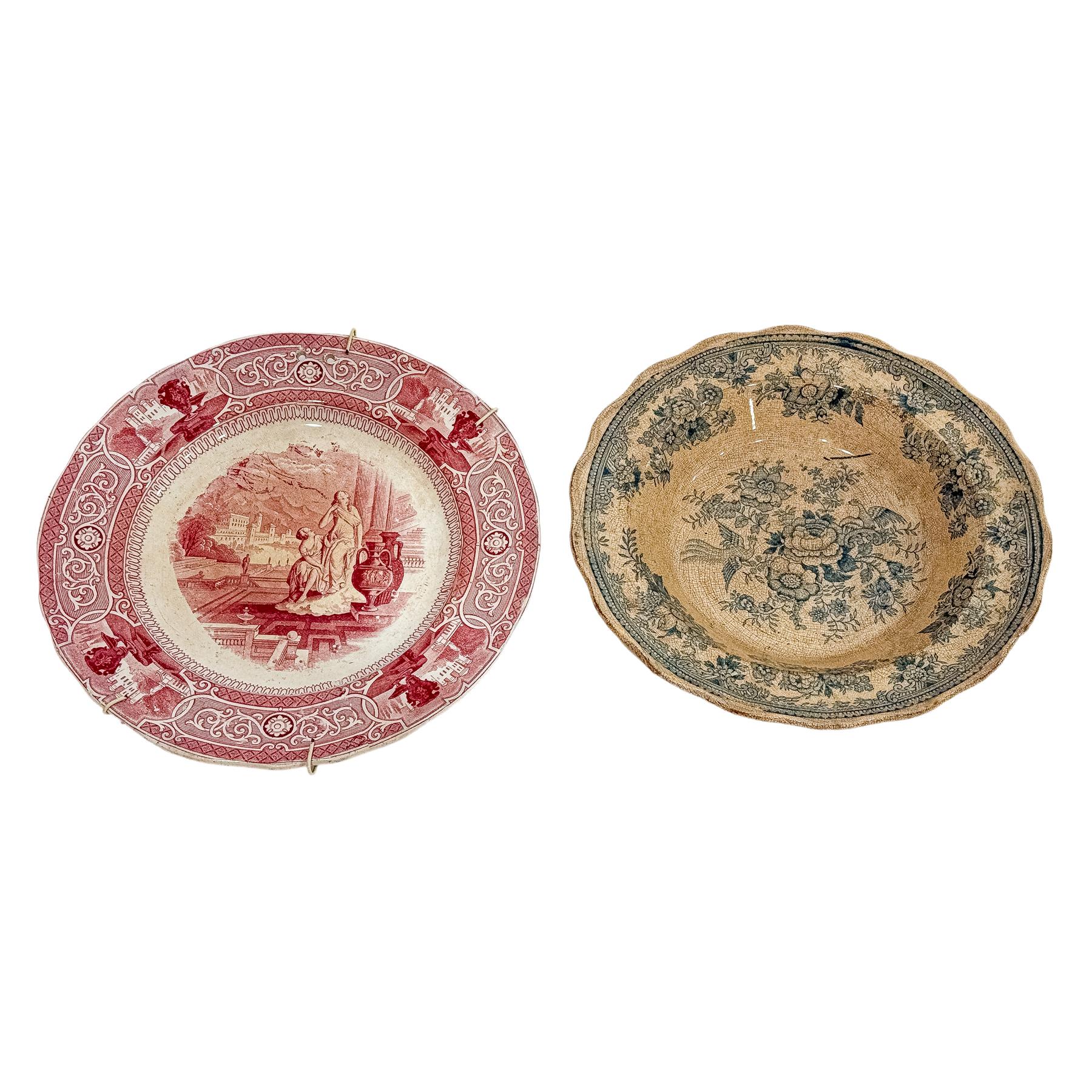 DOS PLATOS DE LOZA DE FINALES DE SIGLO XIX