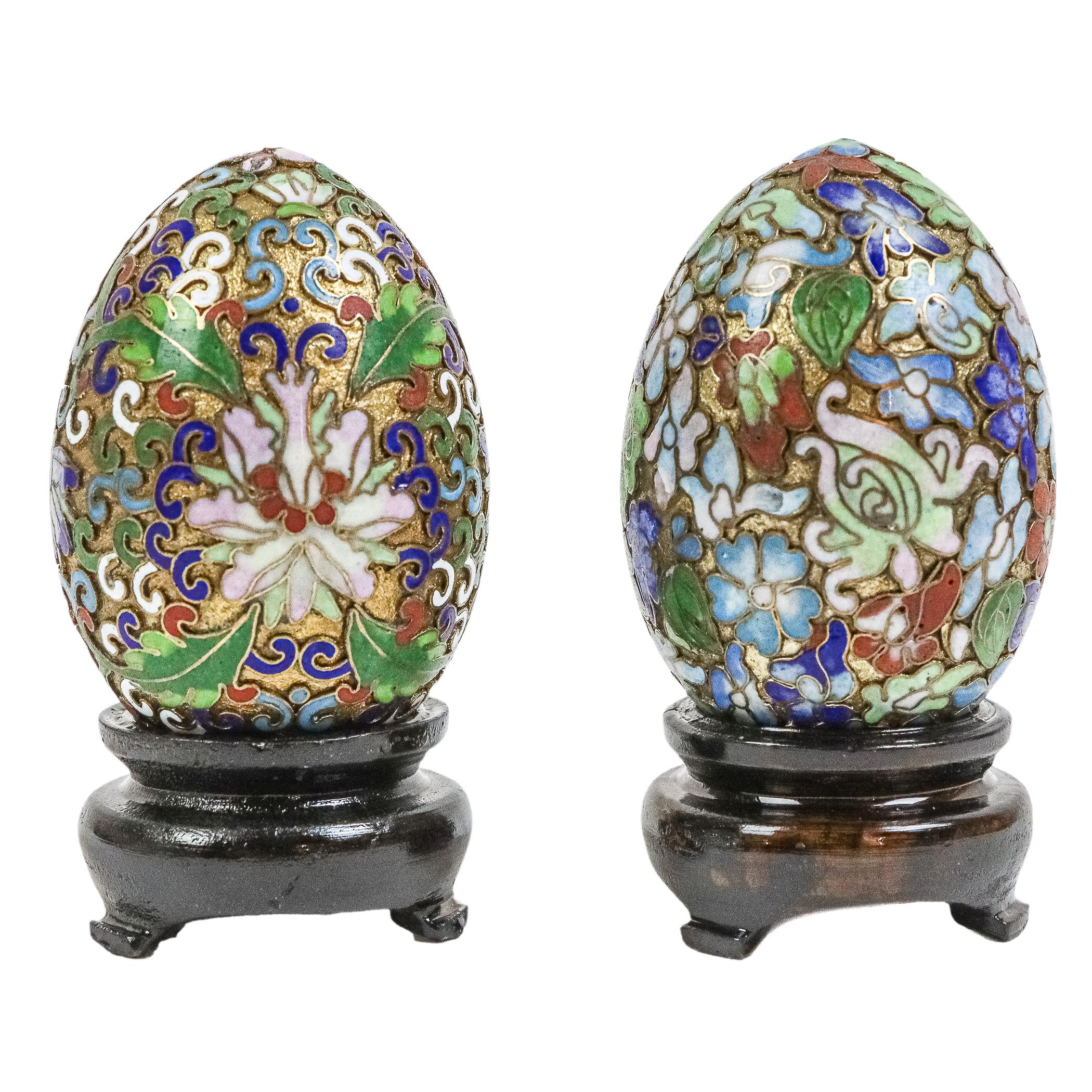 PAREJA DE HUEVOS CLOISONNÉ CHINOS