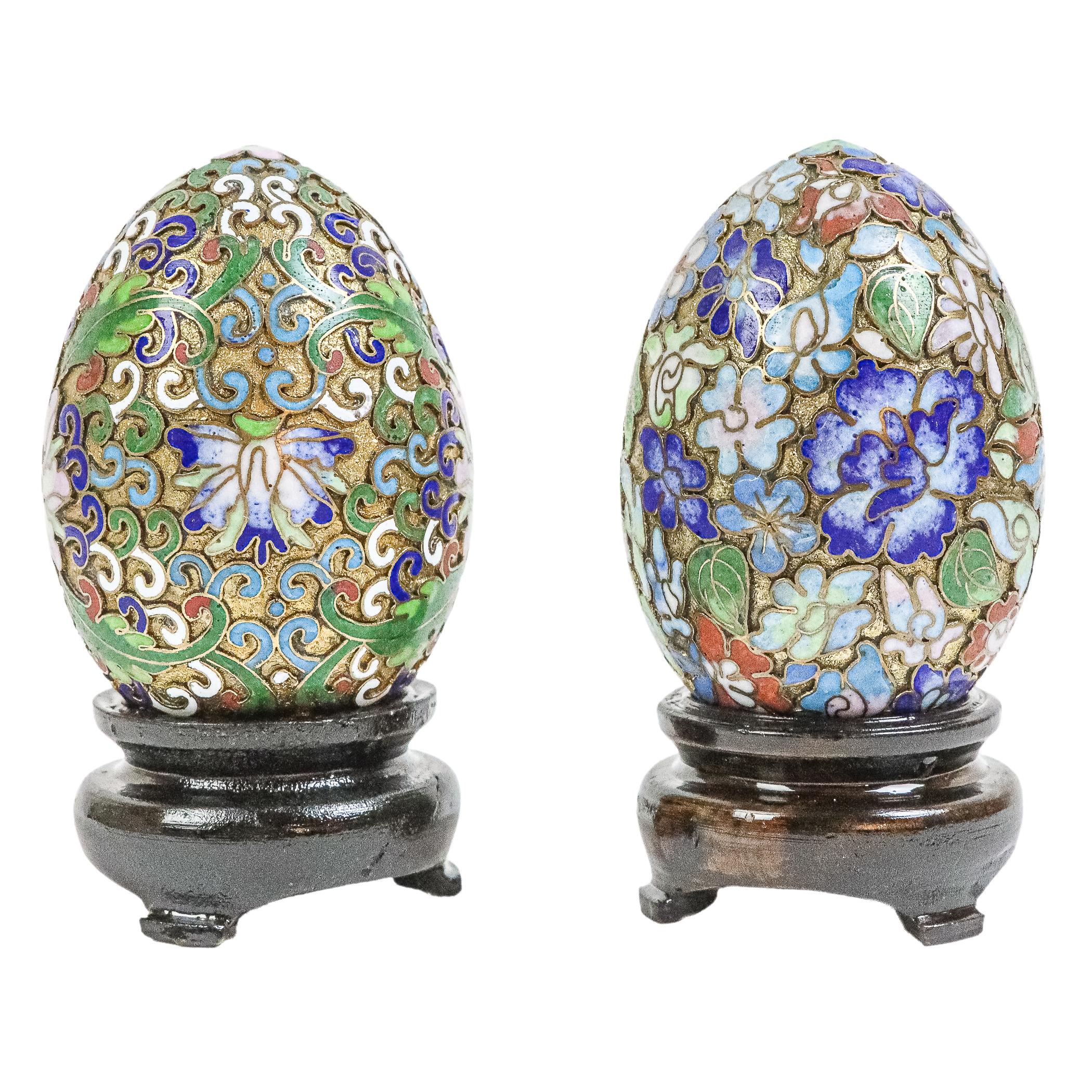 PAREJA DE HUEVOS CLOISONNÉ CHINOS