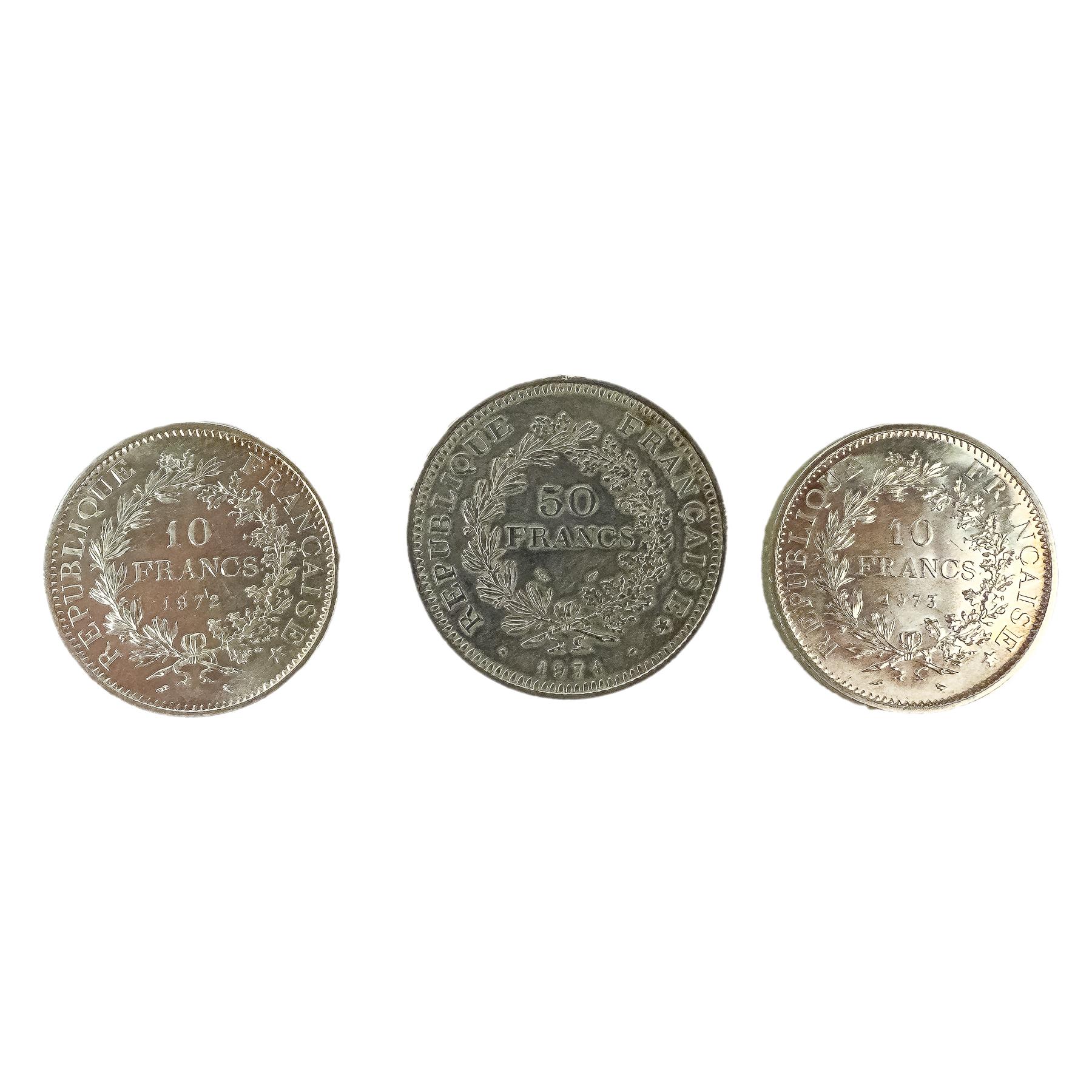 TRES MONEDAS DE PLATA FRANCESAS